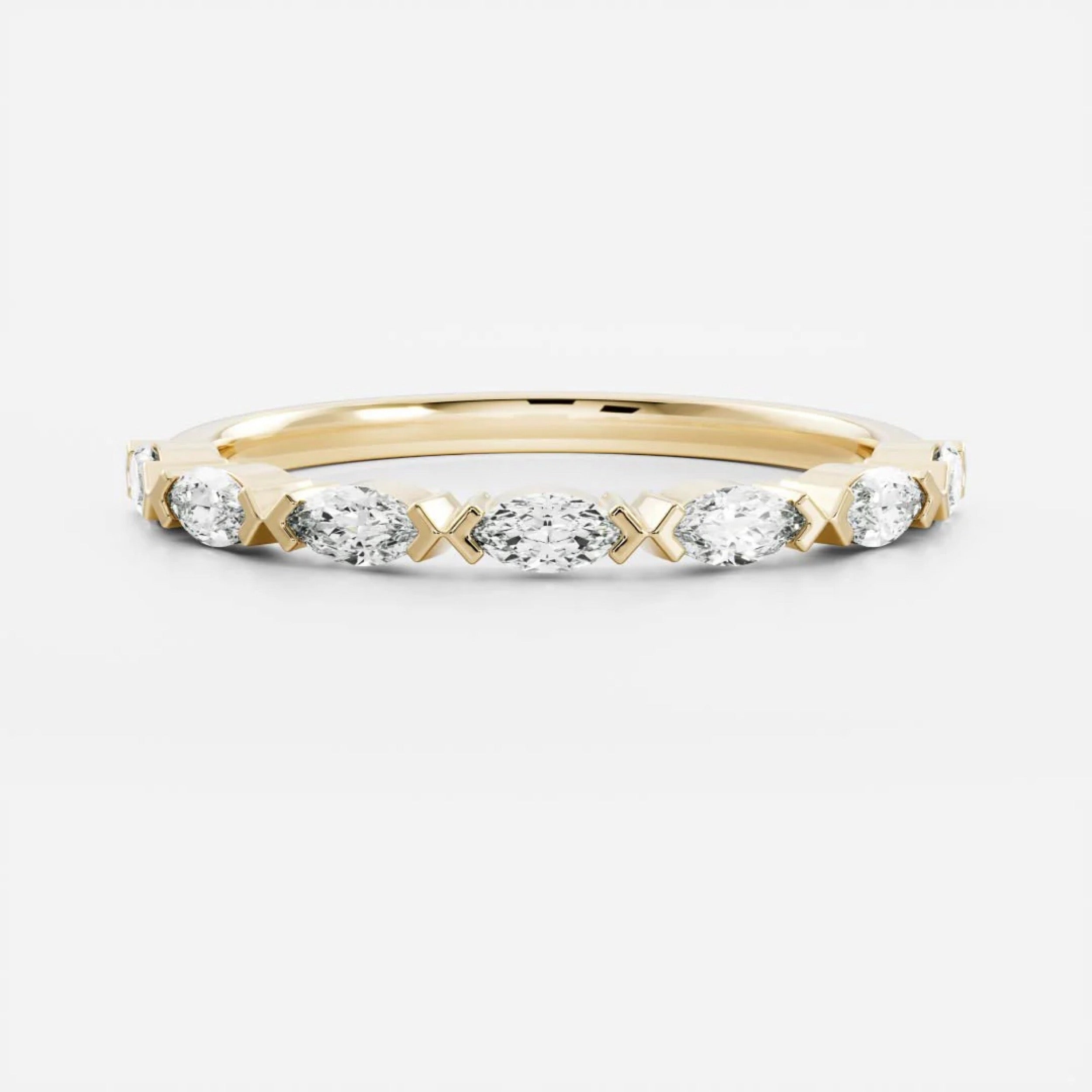 0.4 TCW Marquise Diamond Dainty Wedding Band