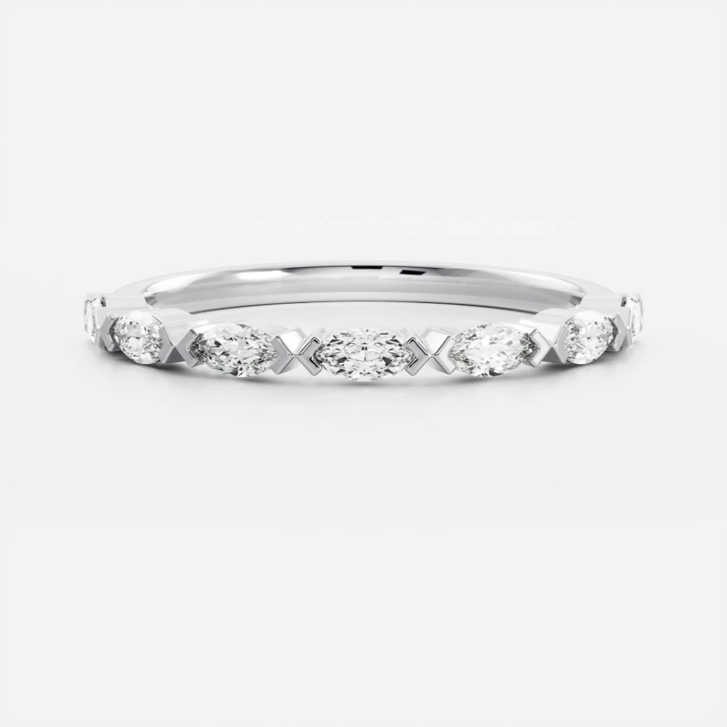 0.4 TCW Marquise Diamond Dainty Wedding Band