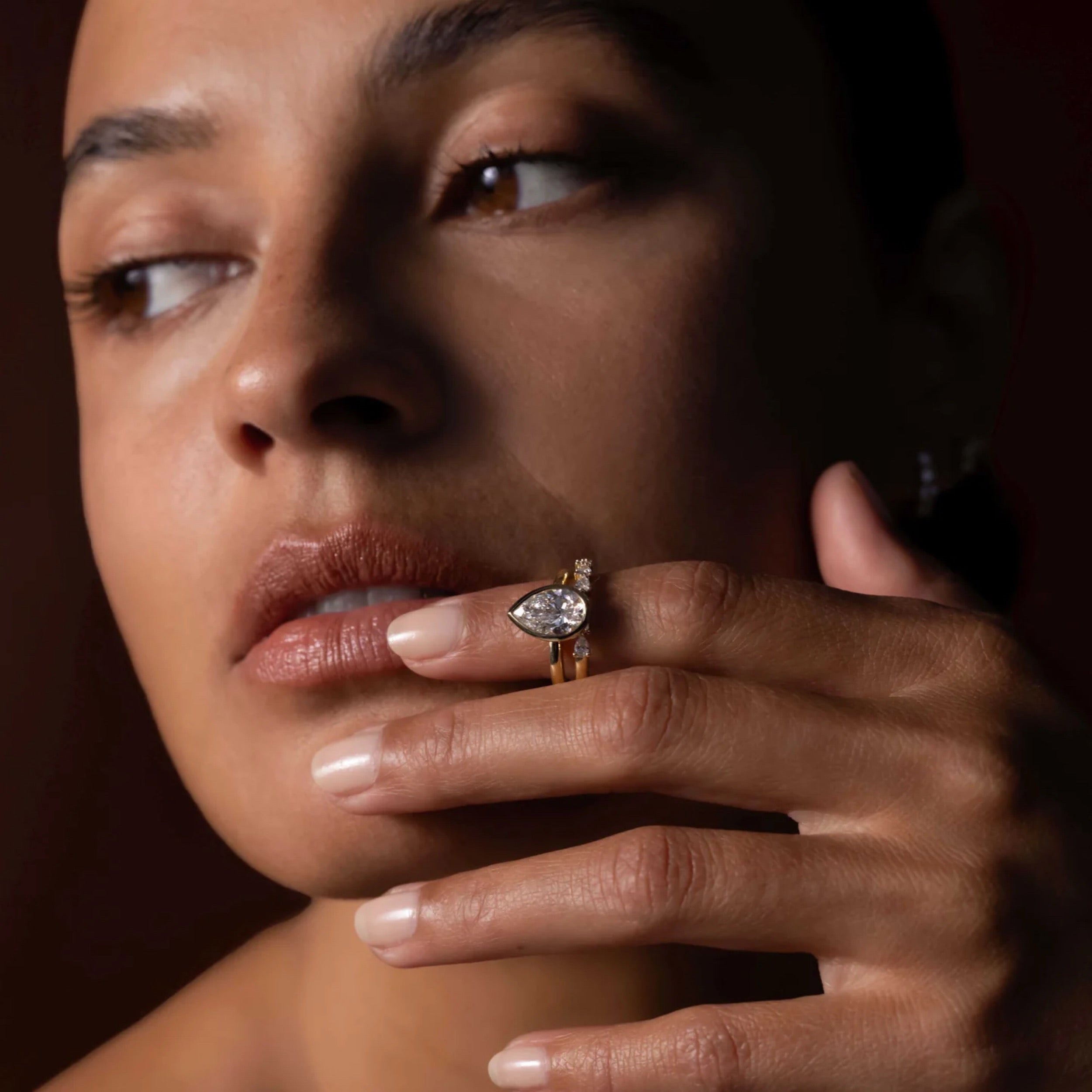 0.6 TCW Pear Diamond Horizontal Pave Wedding Band