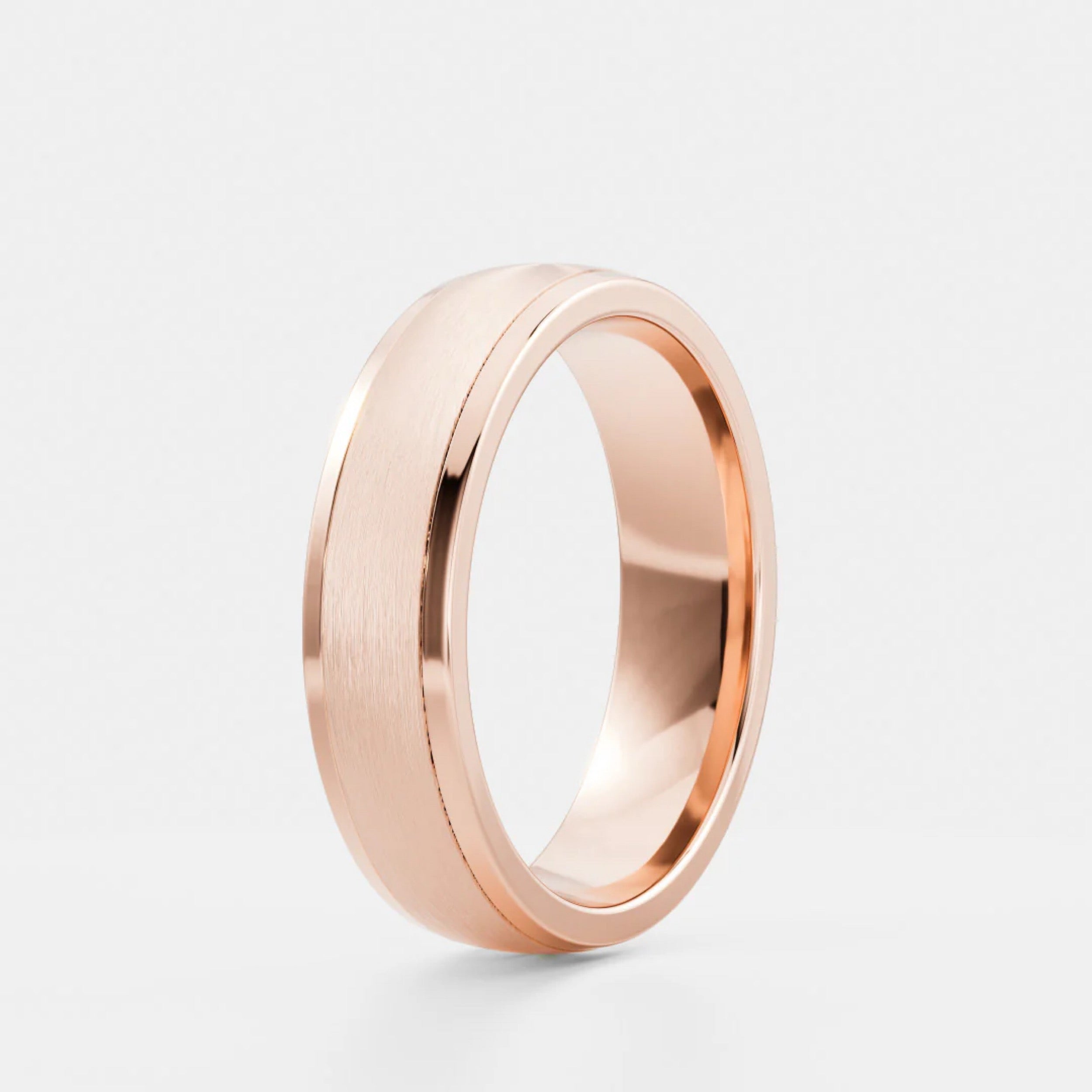 Men's Brushed Finish Polish Edge Wedding Band