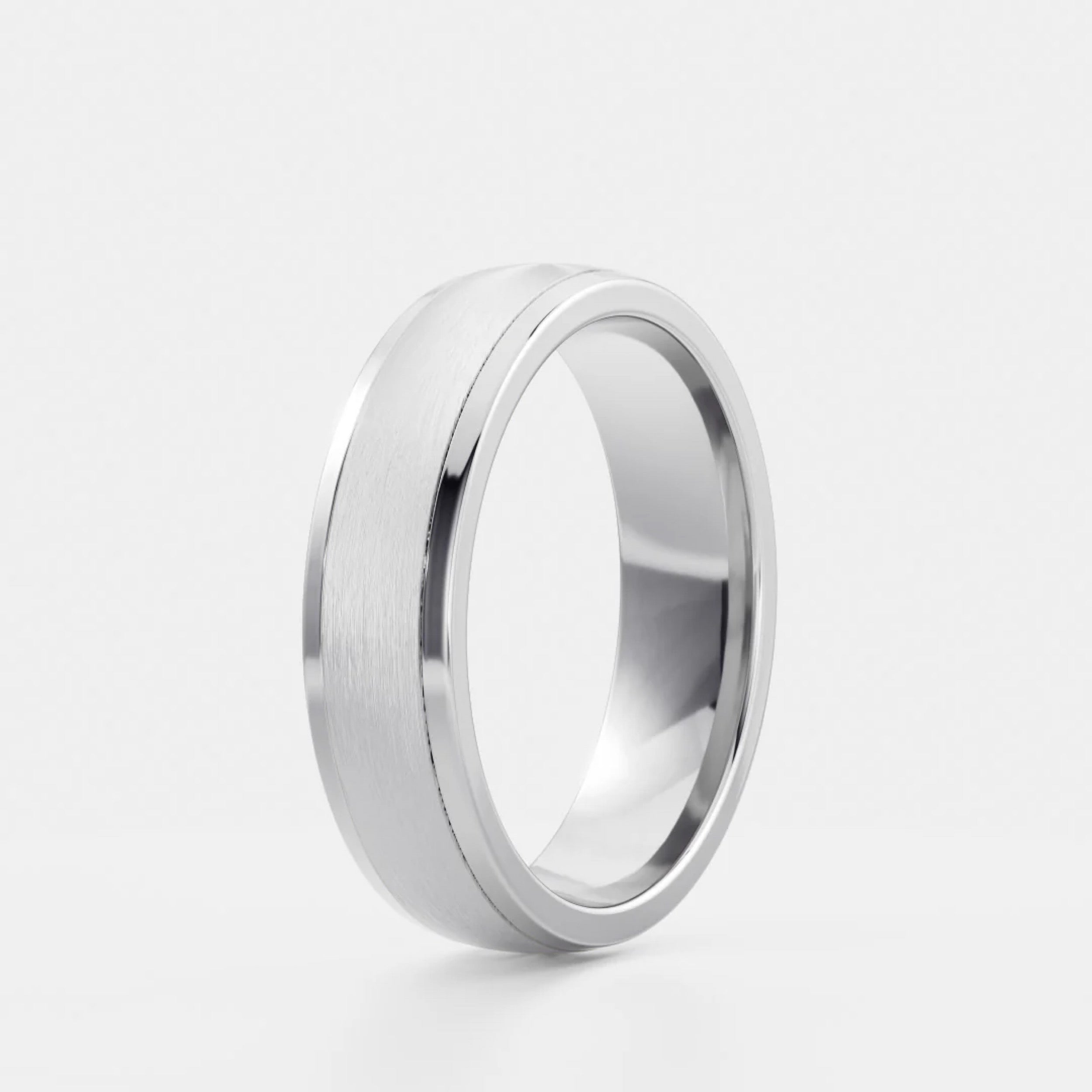 Men's Brushed Finish Polish Edge Wedding Band