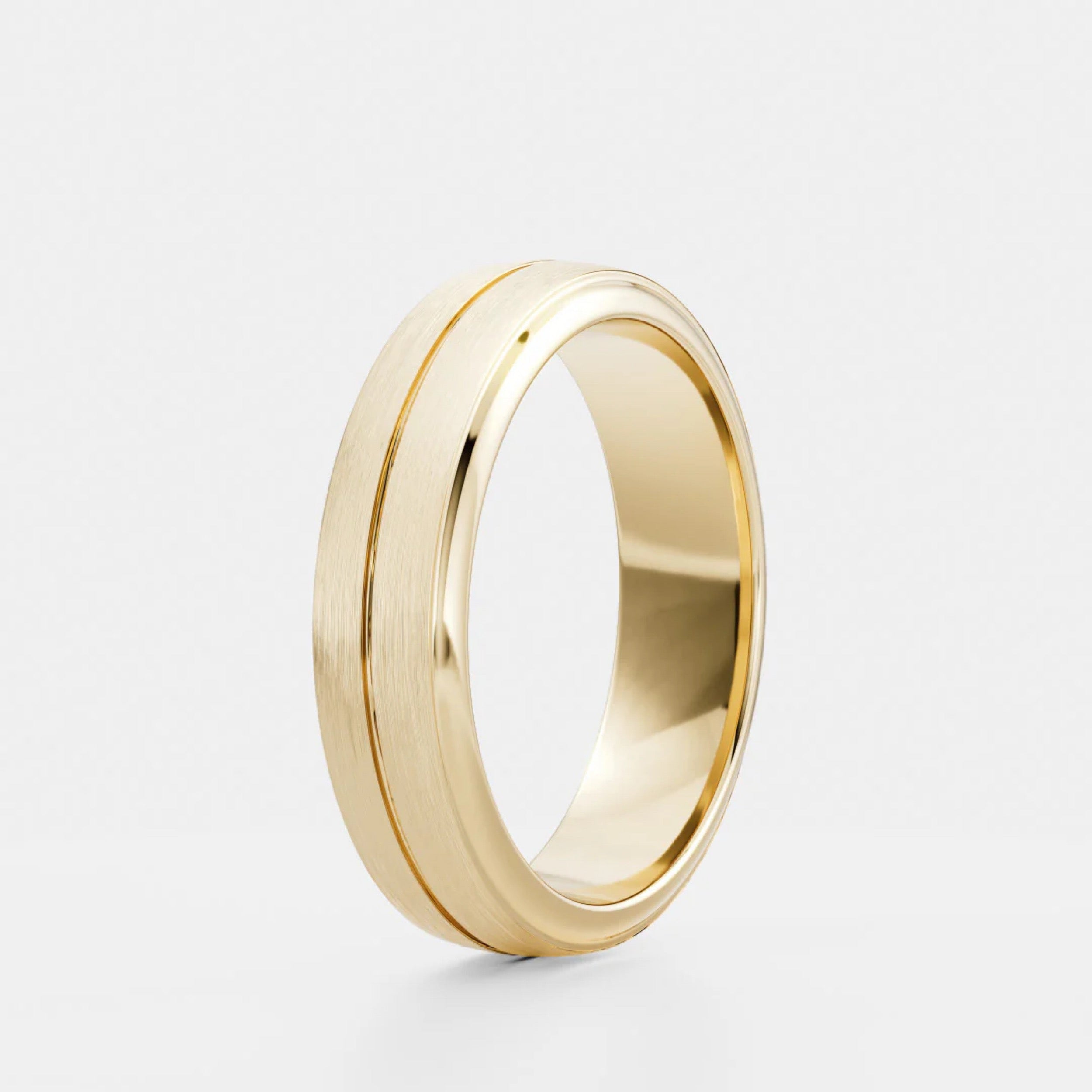 Men's Brushed Single Grooved Wedding Band