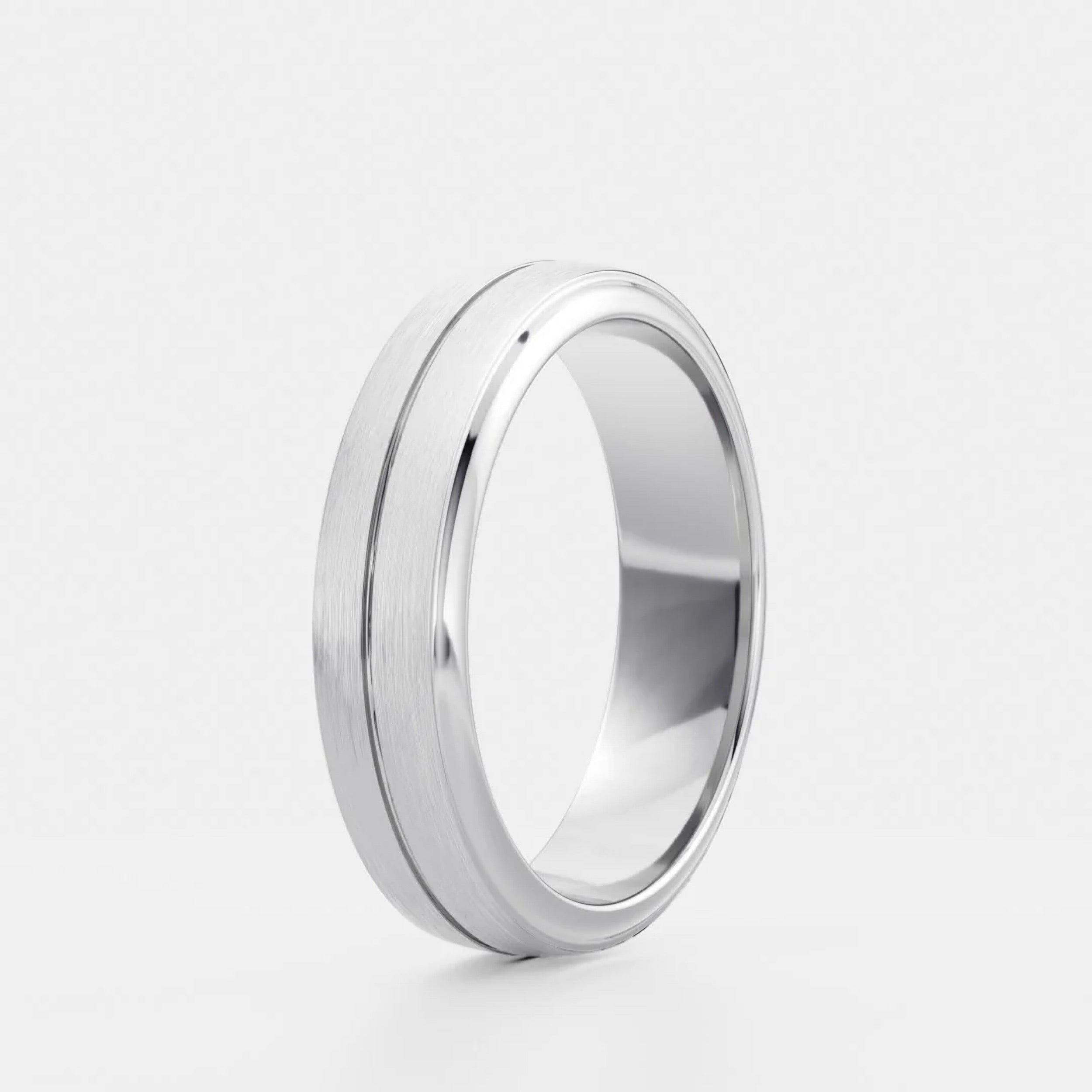 Men's Brushed Single Grooved Wedding Band