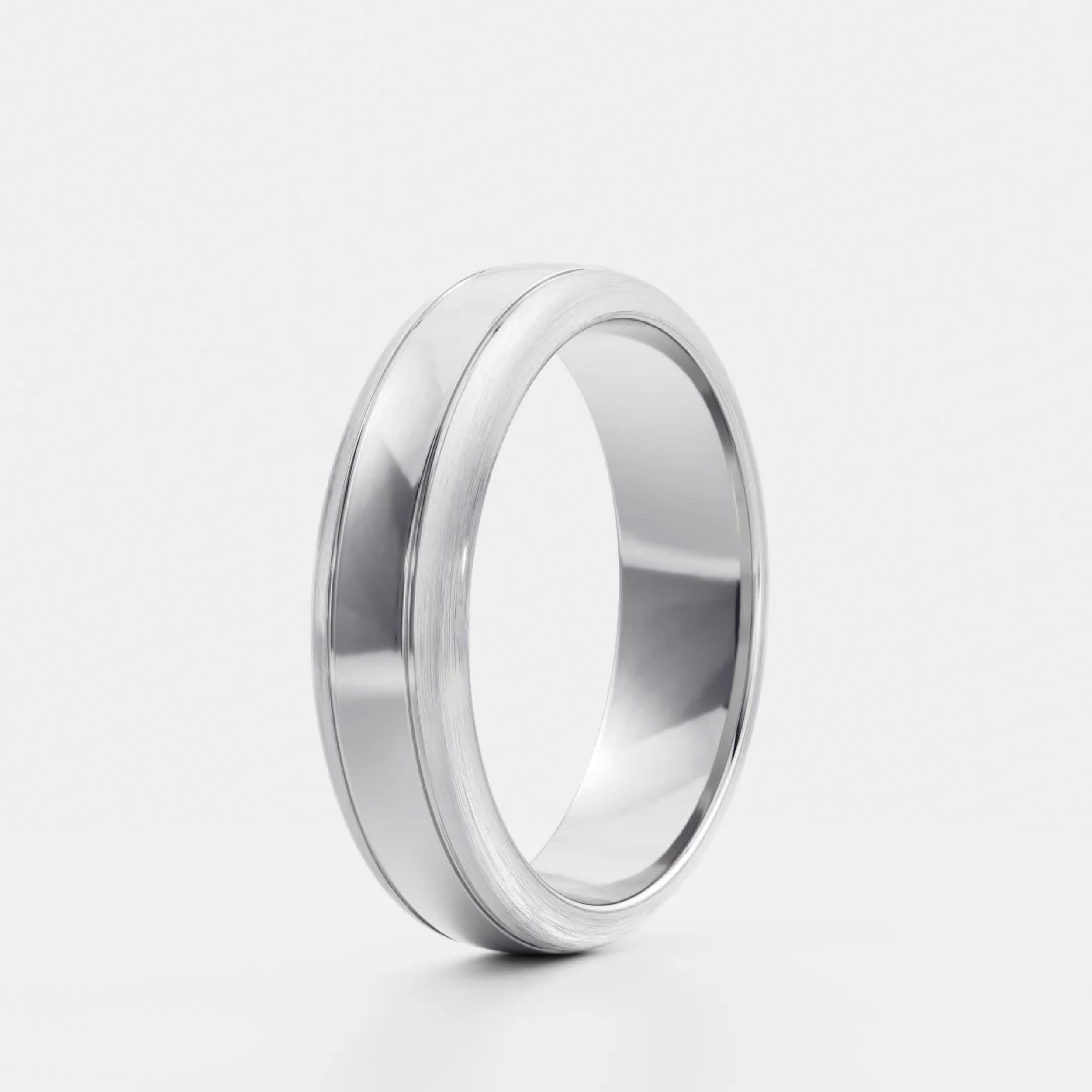Men's Brushed Step Edge Wedding Band