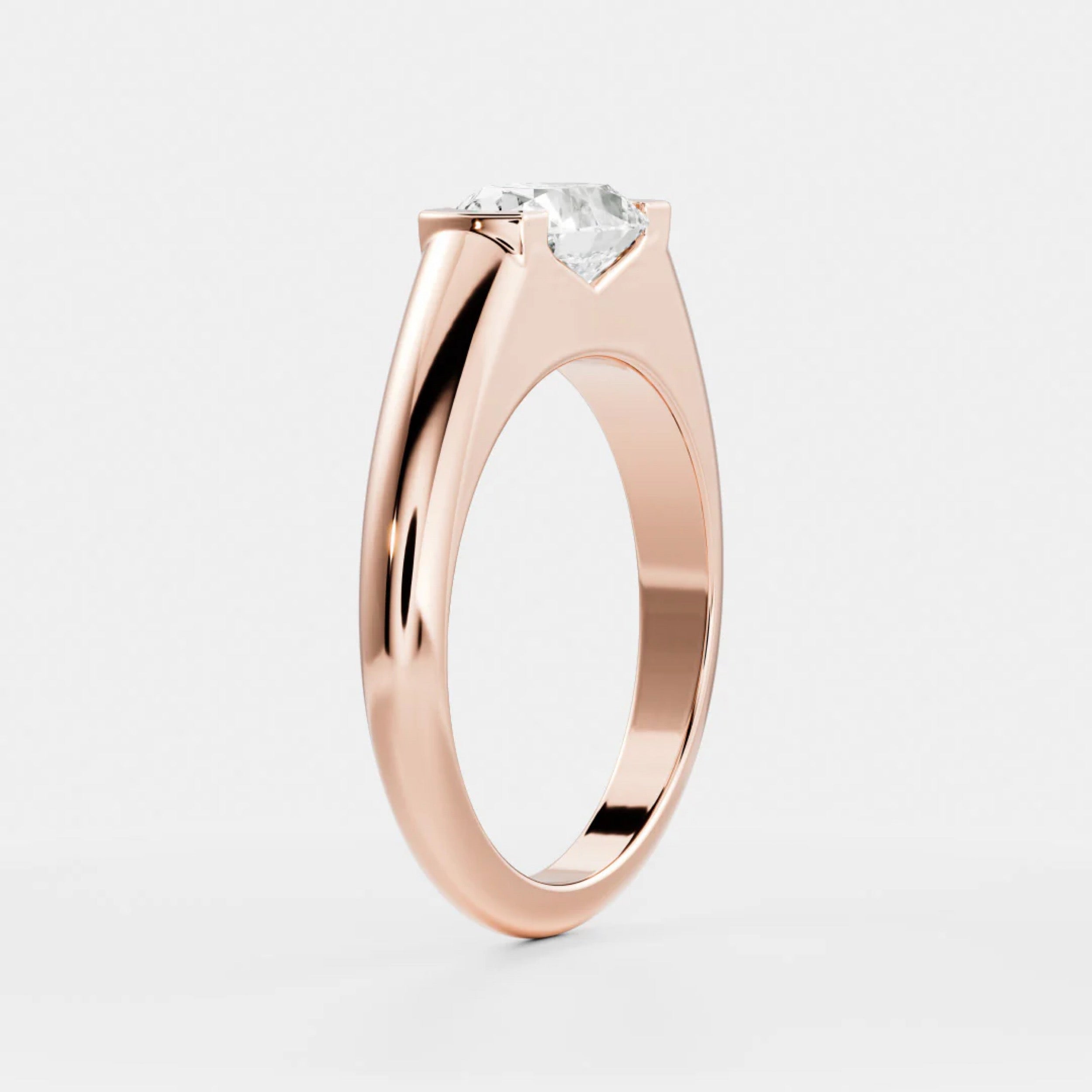 1.5 - 2.5 CT East West Oval Lab Grown Diamond Half Bezel Engagement Ring