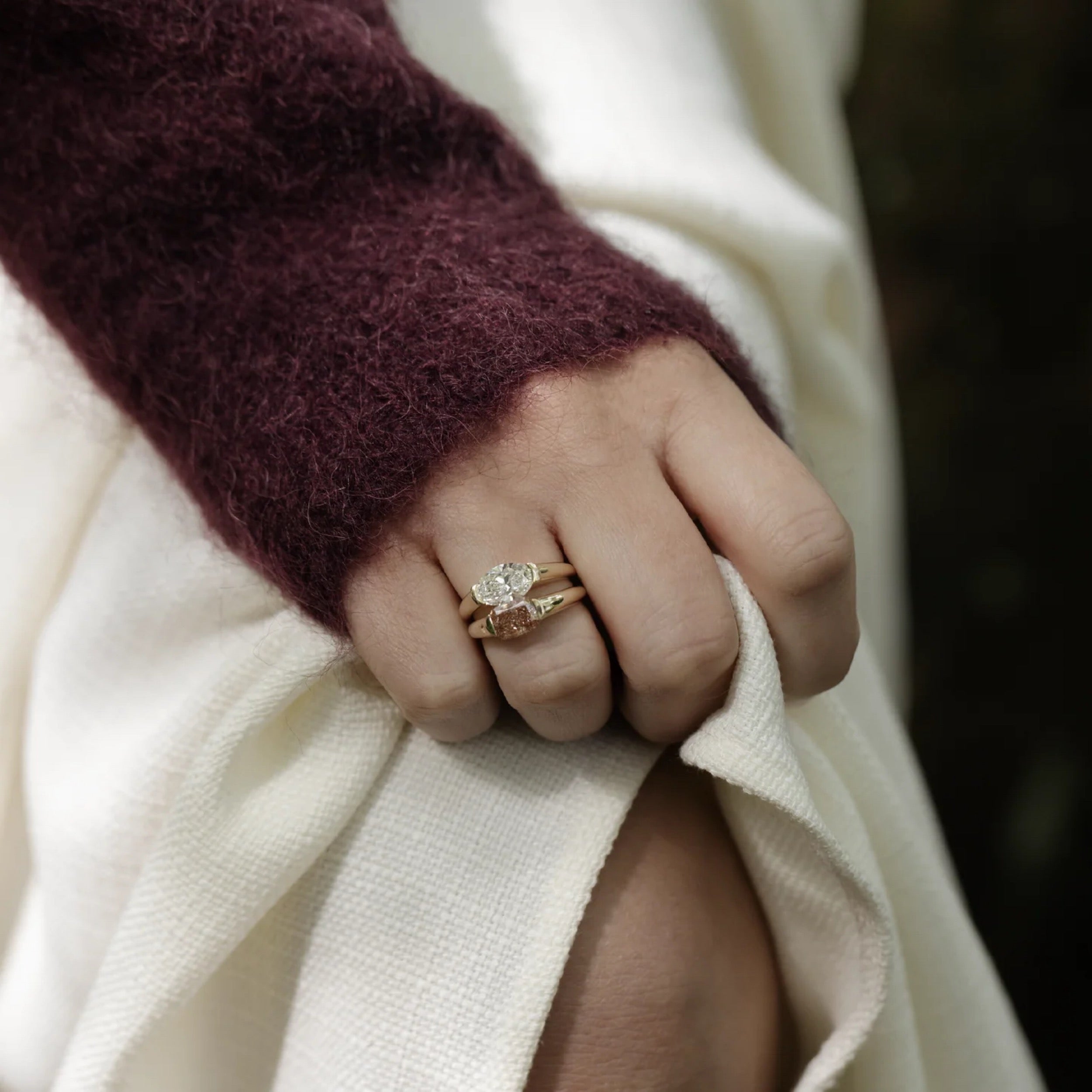 1.5 - 2.5 CT East West Elongated Cushion Lab Grown Diamond Half Bezel Engagement Ring