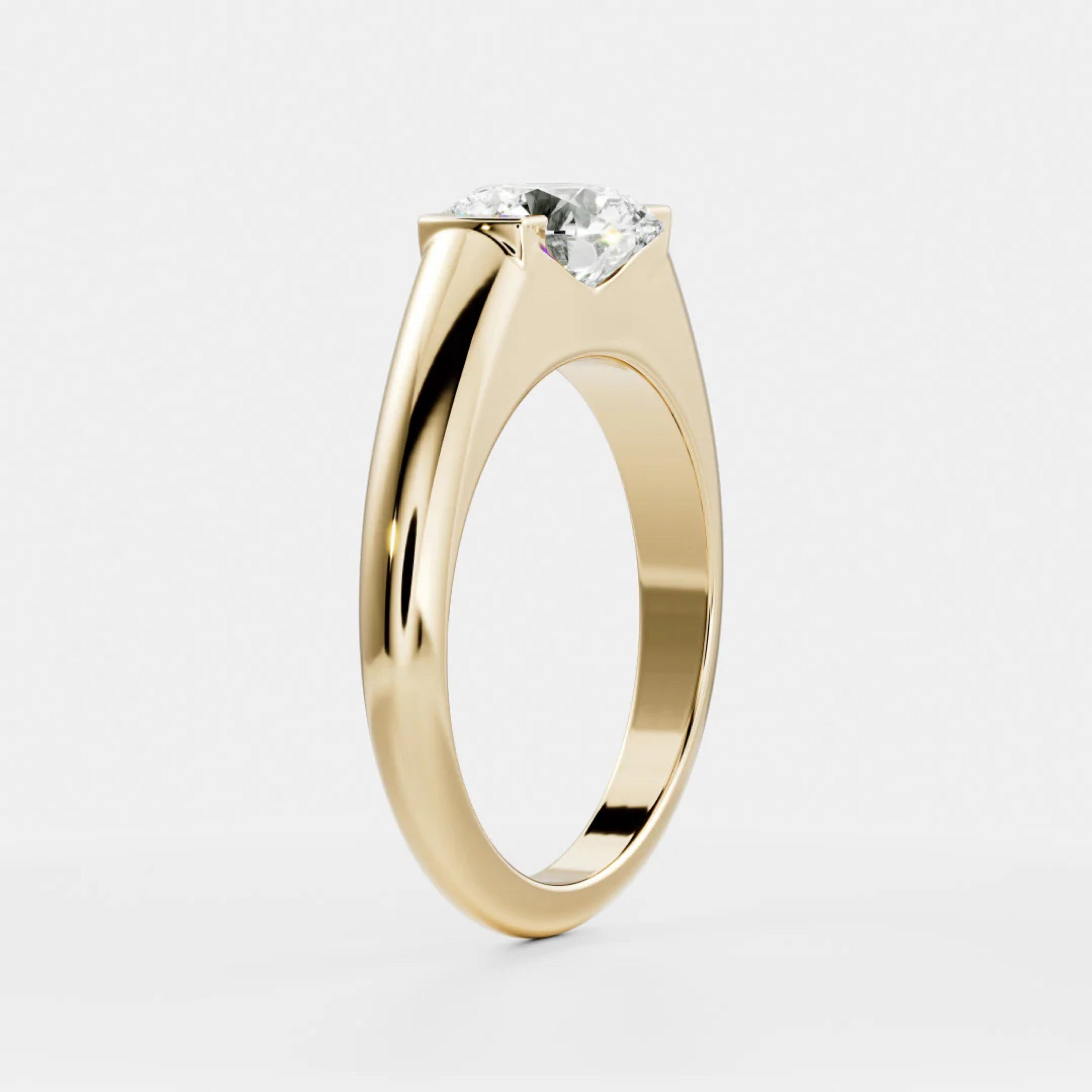 1.5 - 2.5 CT Round Lab Grown Diamond Half Bezel Engagement Ring