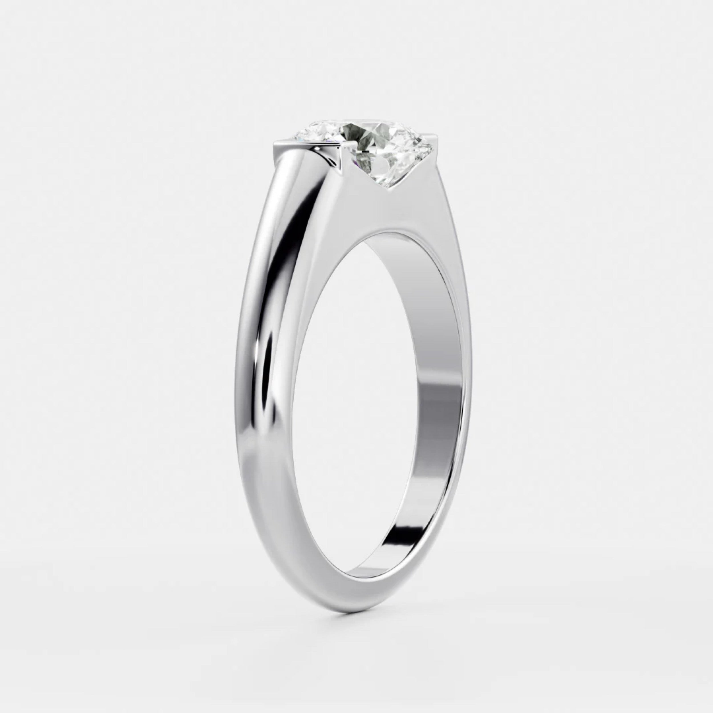 1.5 - 2.5 CT Round Lab Grown Diamond Half Bezel Engagement Ring