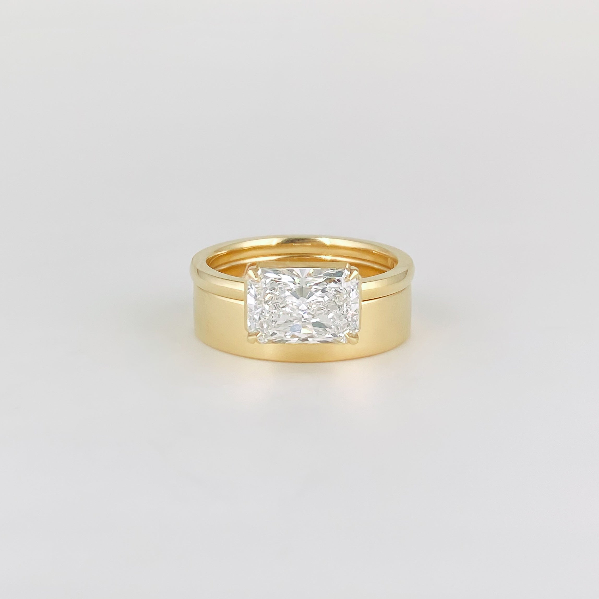 Plain Wide Flat Contour Wedding Band