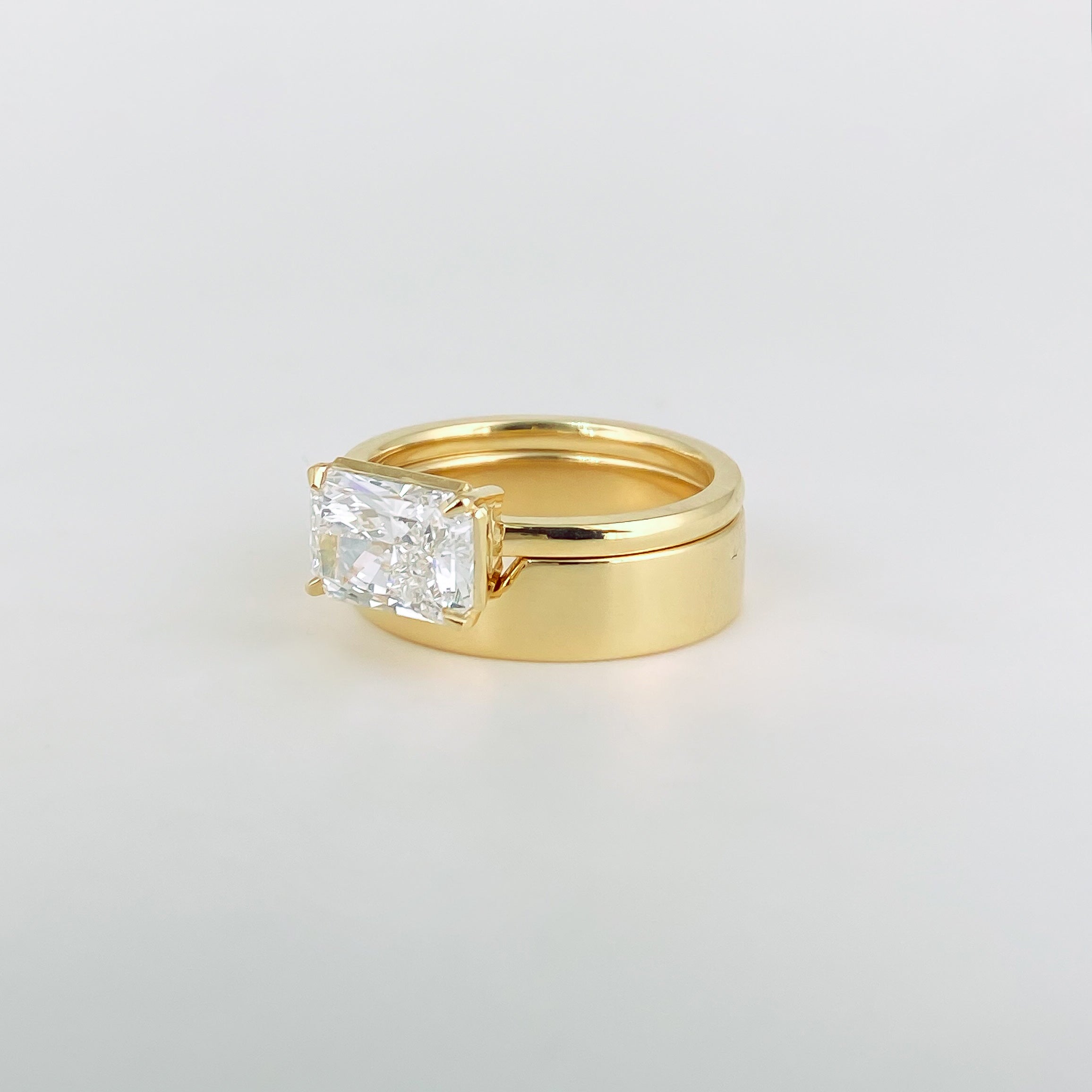 Plain Wide Flat Contour Wedding Band