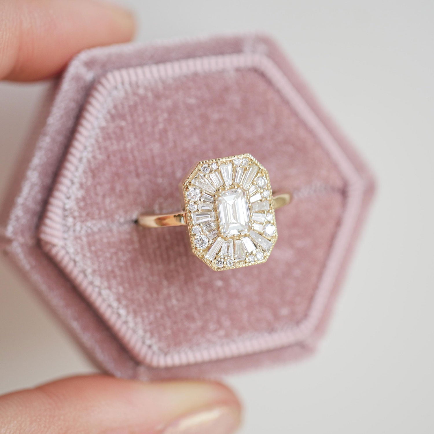 0.50 CT Emerald Shape Ballerina Lab Grown Engagement Ring