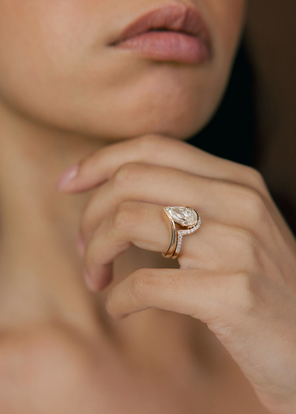 1.0 - 2.5 CT Pear Shaped Lab Grown Diamond Solitaire Style Bridal Set