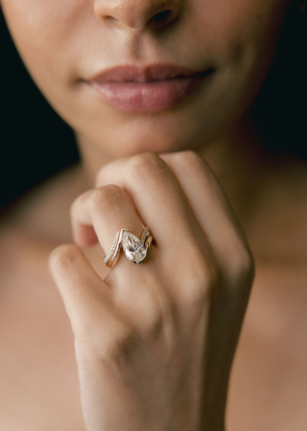 1.0 - 2.5 CT Pear Shaped Lab Grown Diamond Solitaire Bridal Set