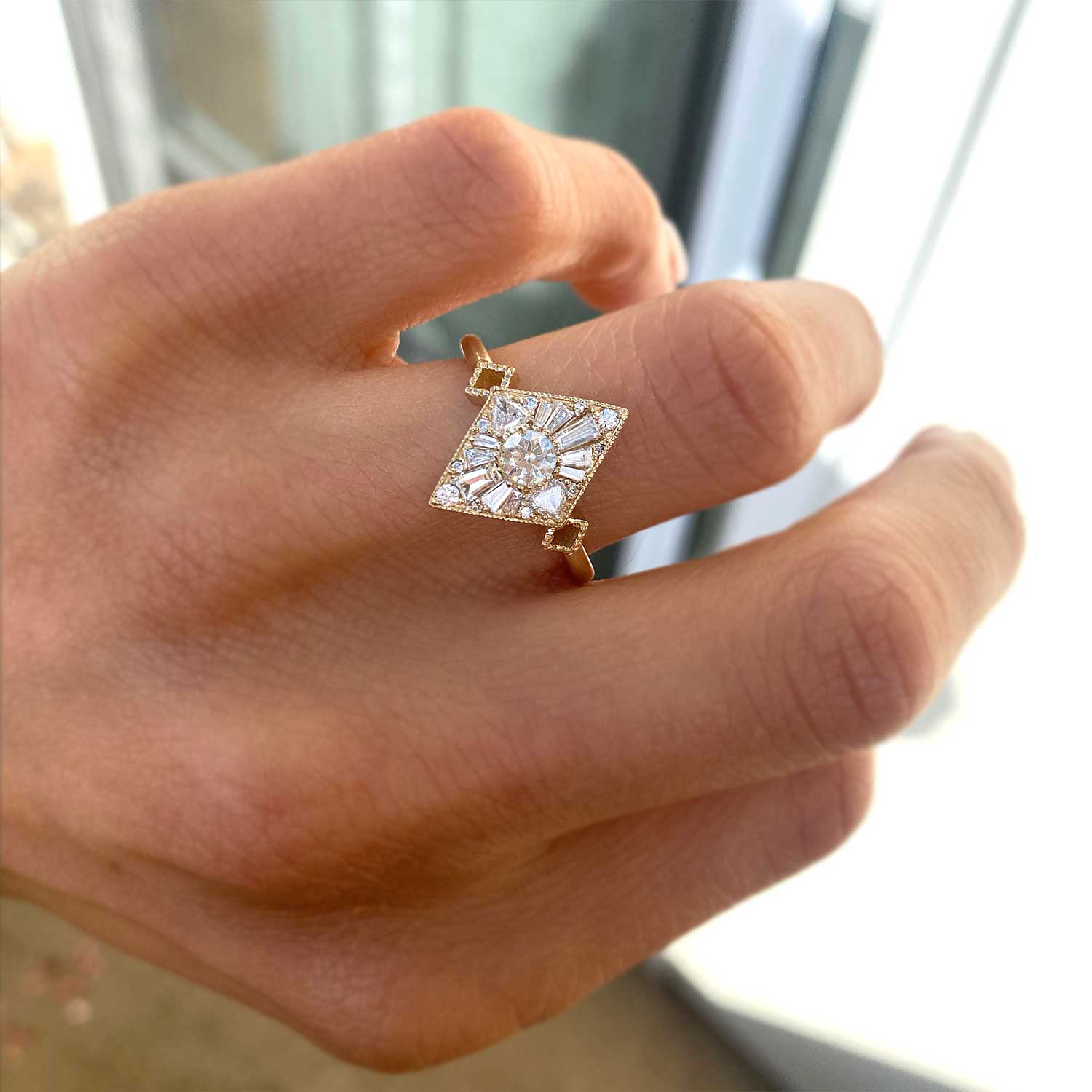 0.30 CT Round Shape Lab Grown Mini Kite Engagement Ring