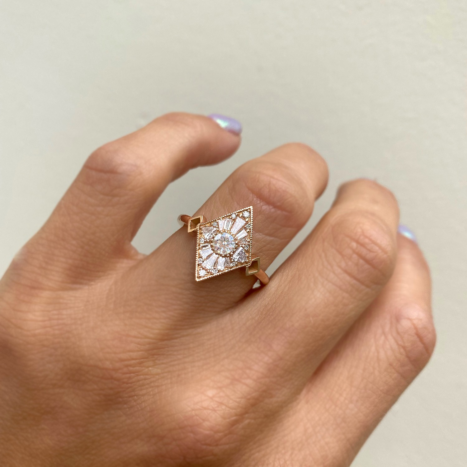 0.30 CT Round Shape Lab Grown Mini Kite Engagement Ring