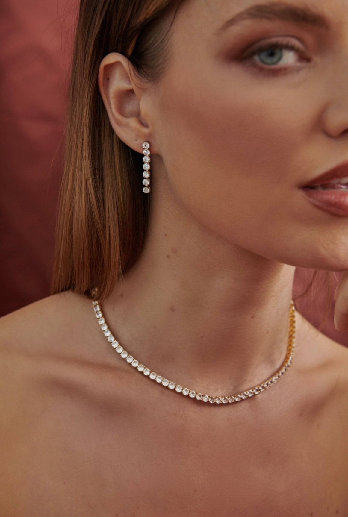 Round Lab Grown Diamond Tennis Necklace