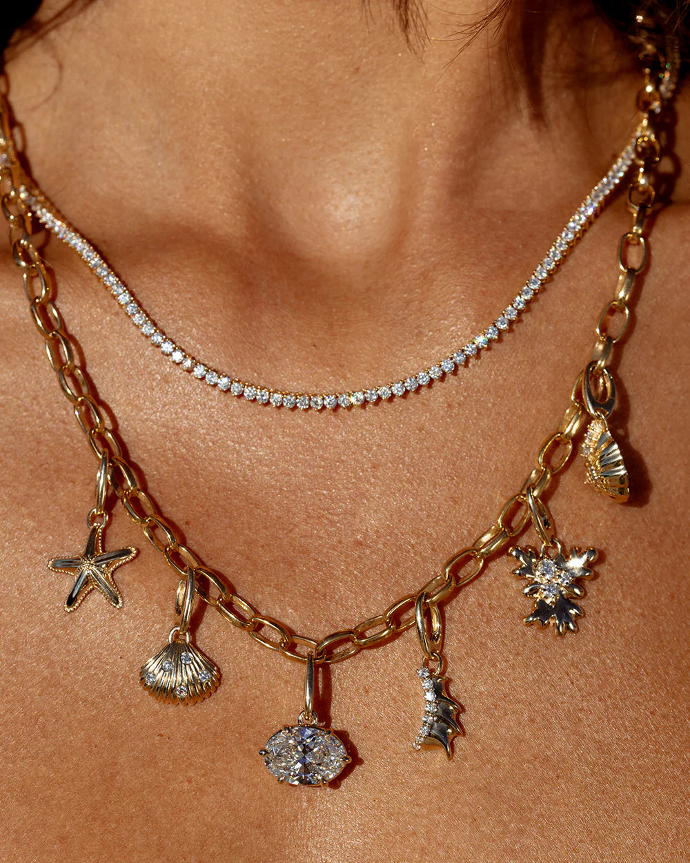 Round Lab Grown Diamond Tennis Necklace