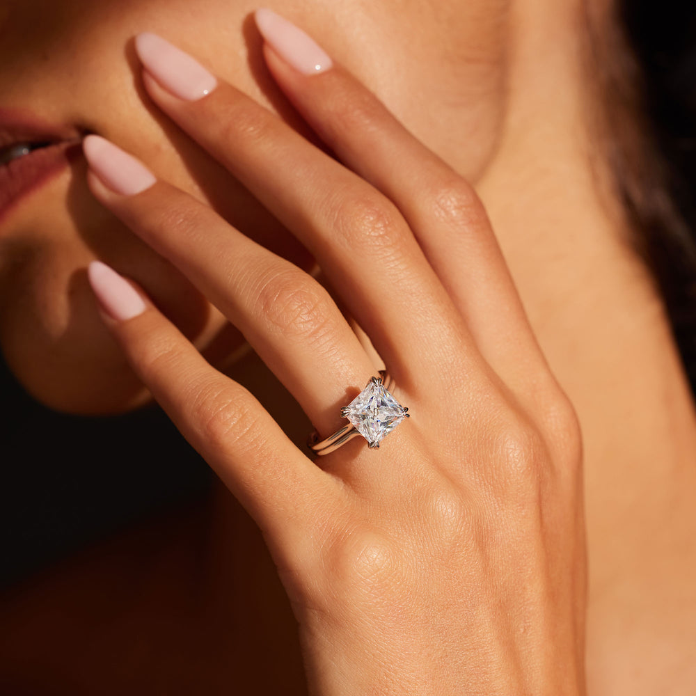 2.0 Carats Lab Grown Diamond Princess Shape F-VS1 Double Band Style Engagement Ring - Camila Brown
