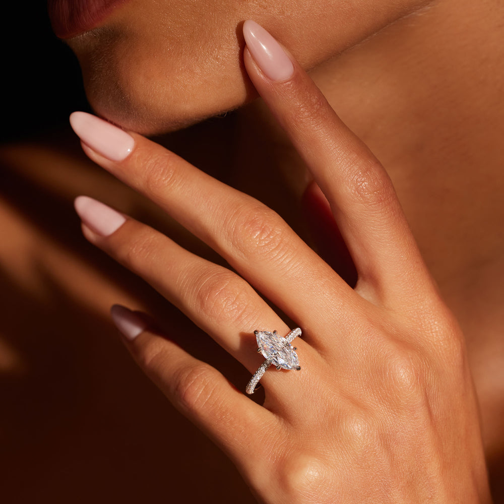 2.0 Carats Lab Grown Diamond Marquise Shape F-VS1 Triple Pave Engagement Ring - Camila Brown