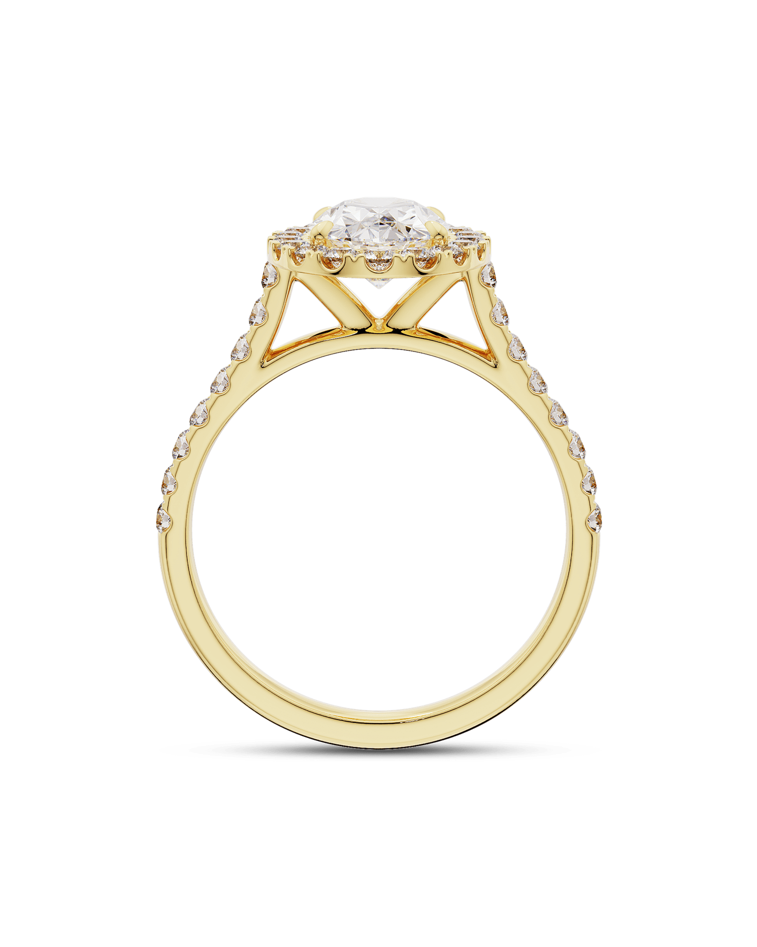 1.5 - 3.5 CT Pear CVD Diamond Halo & Pave Engagement Ring