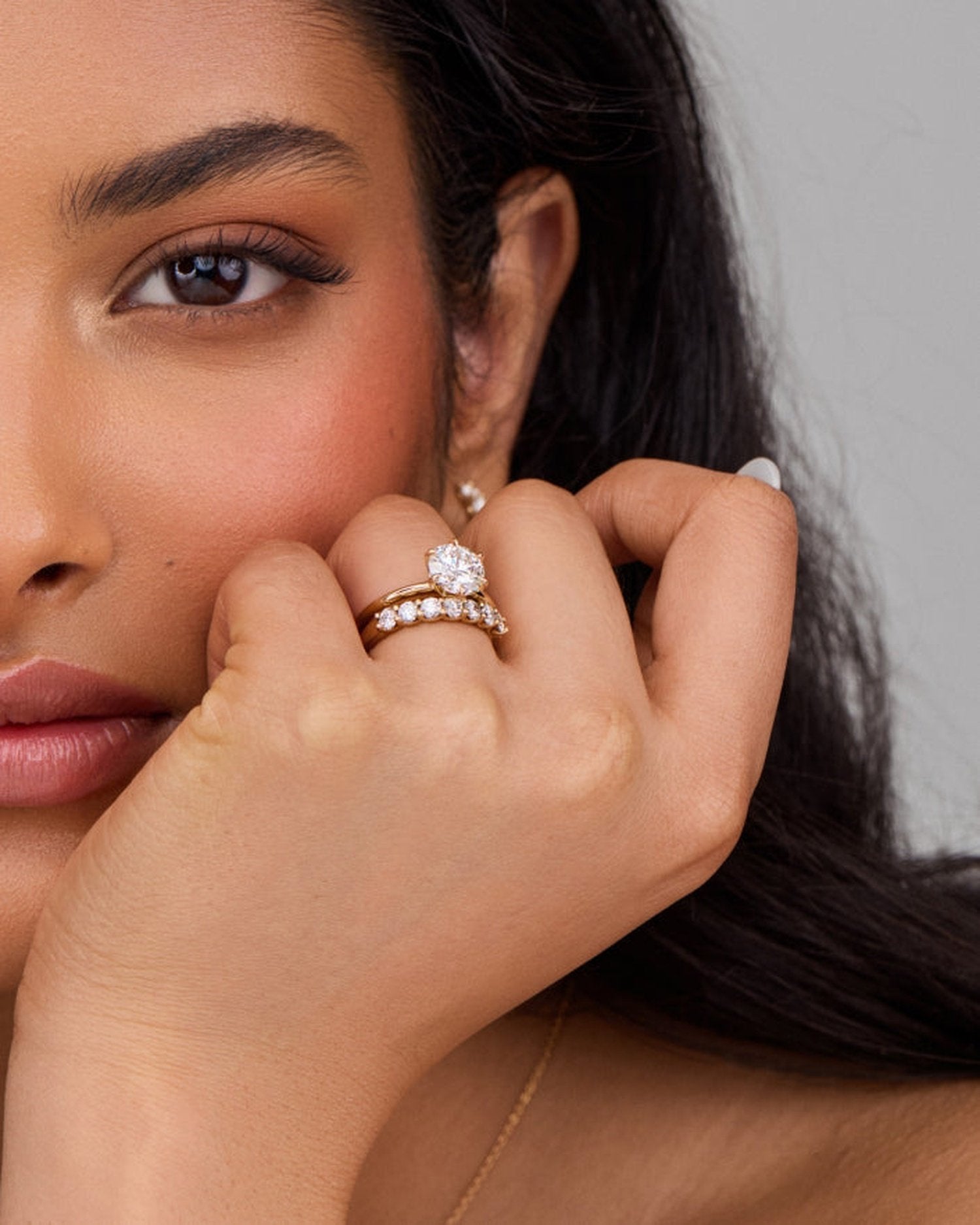 1.5–3.5 CT round cut lab grown diamond solitaire engagement ring in gold, timeless single-stone design with brilliant sparkle