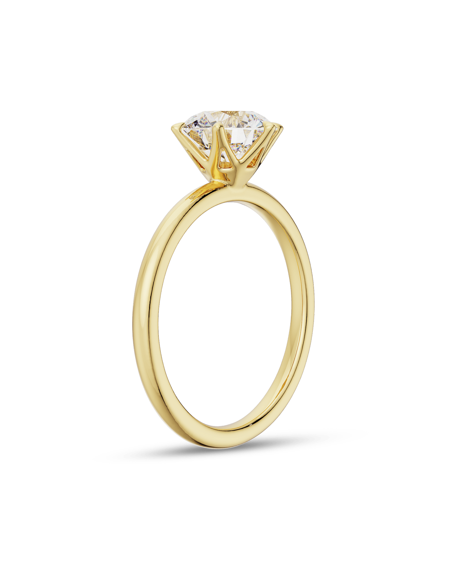 1.5–3.5 CT round cut lab grown diamond solitaire engagement ring in gold, timeless single-stone design with brilliant sparkle