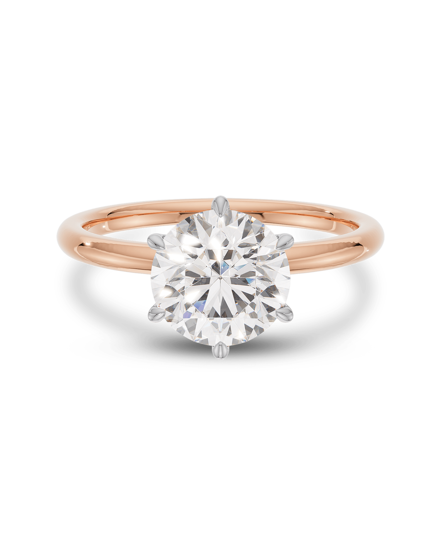 1.5–3.5 CT round cut lab grown diamond solitaire engagement ring in gold, timeless single-stone design with brilliant sparkle