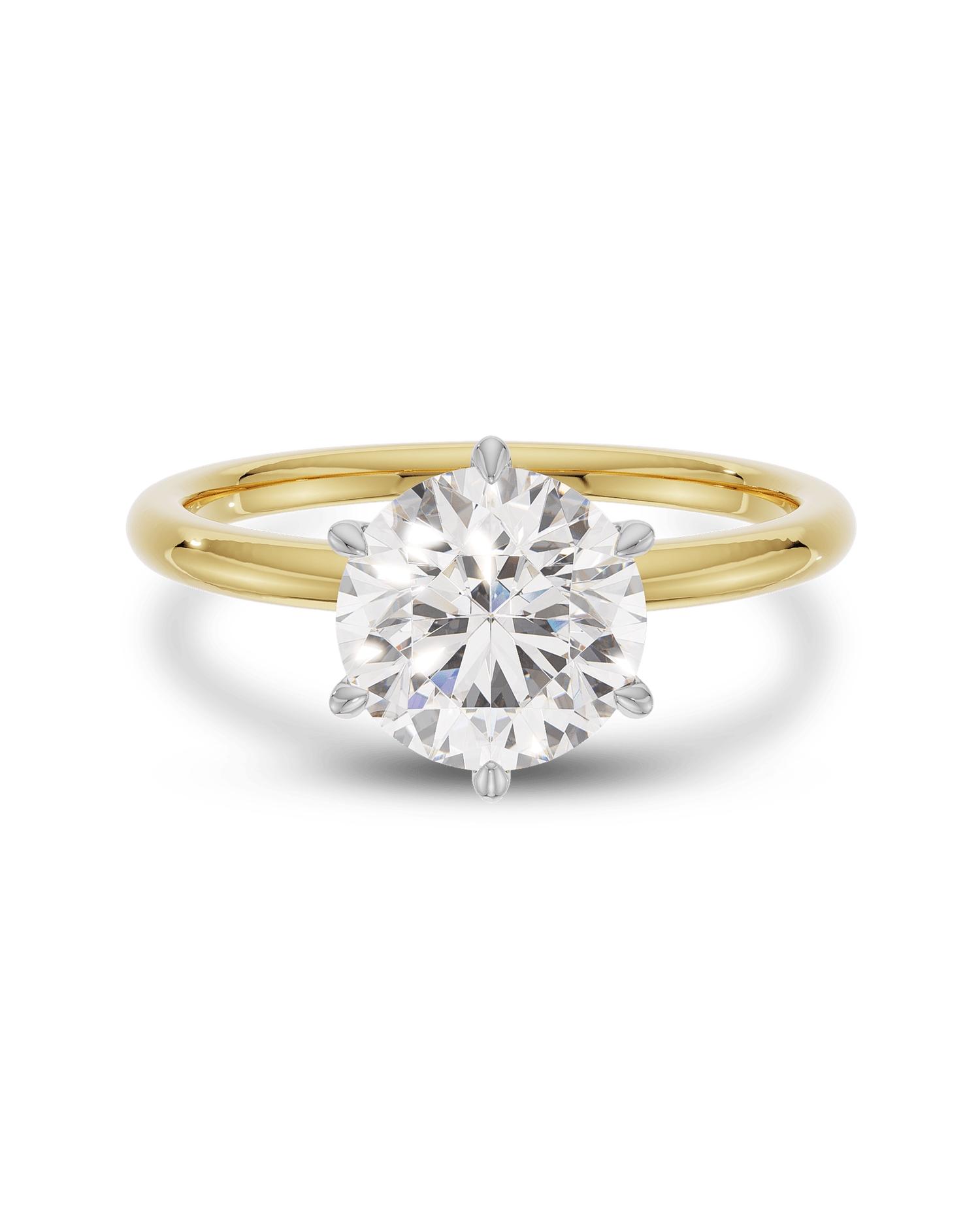 1.5–3.5 CT round cut lab grown diamond solitaire engagement ring in gold, timeless single-stone design with brilliant sparkle