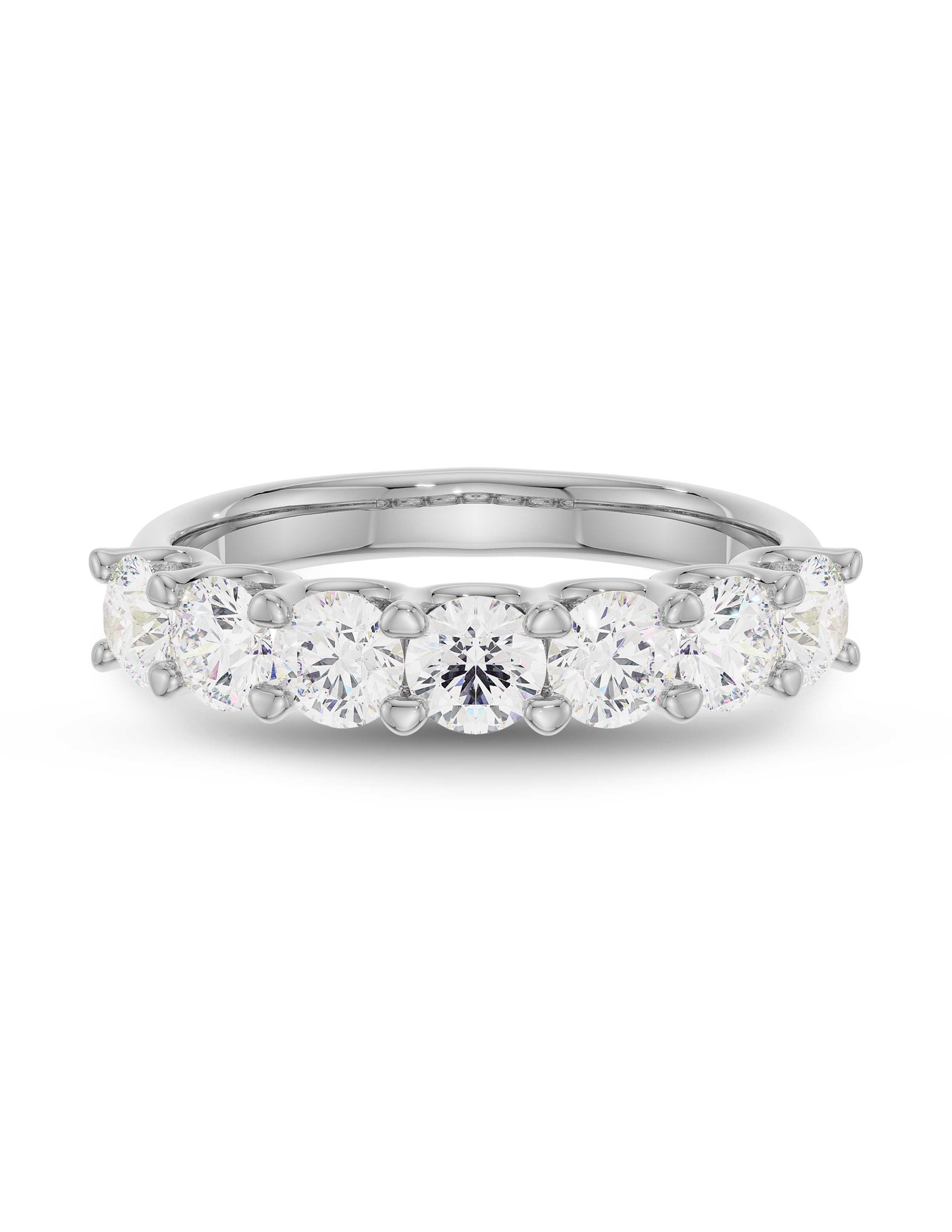 0.60 TCW Round Cut CVD Diamond Seven Stone Wedding Band