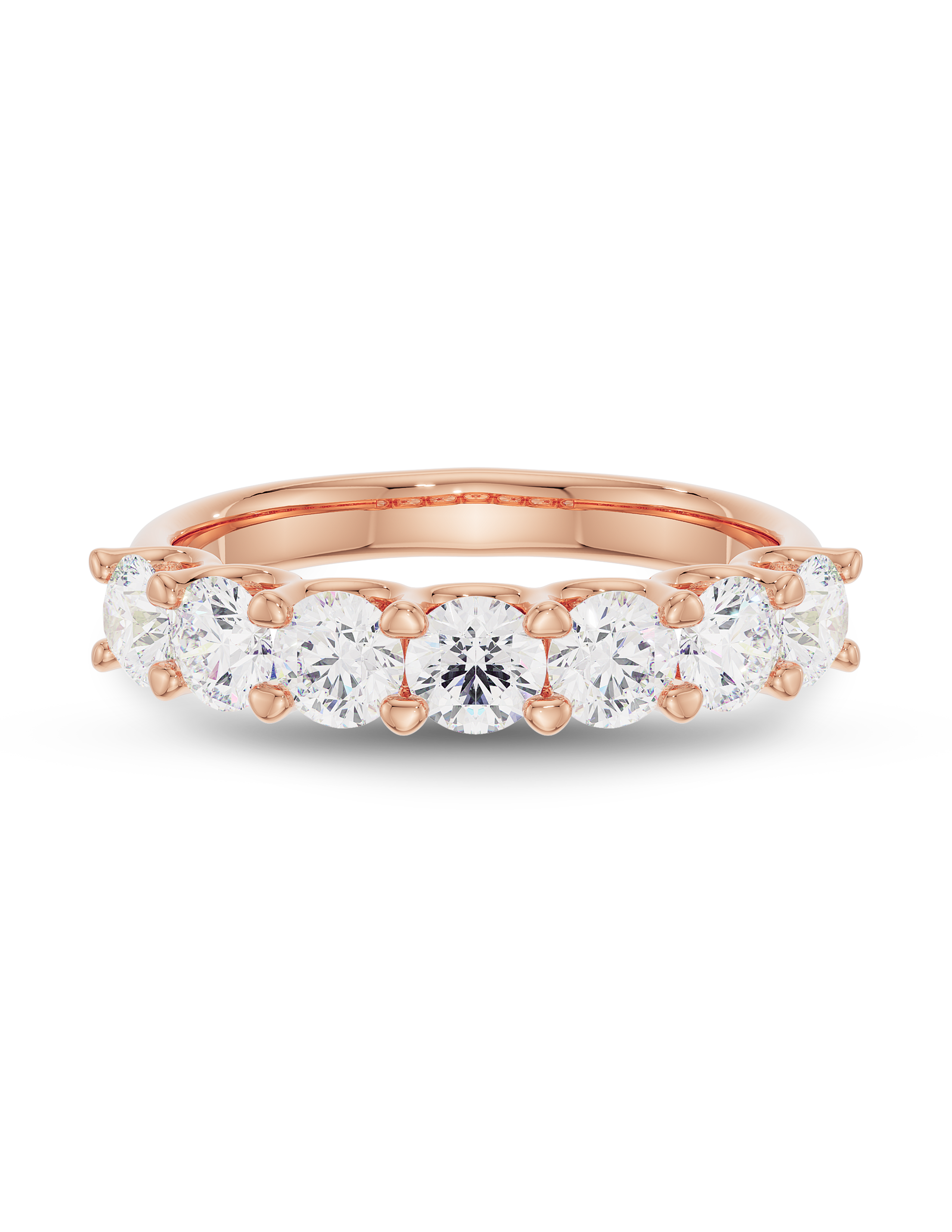 0.60 TCW Round Cut CVD Diamond Seven Stone Wedding Band