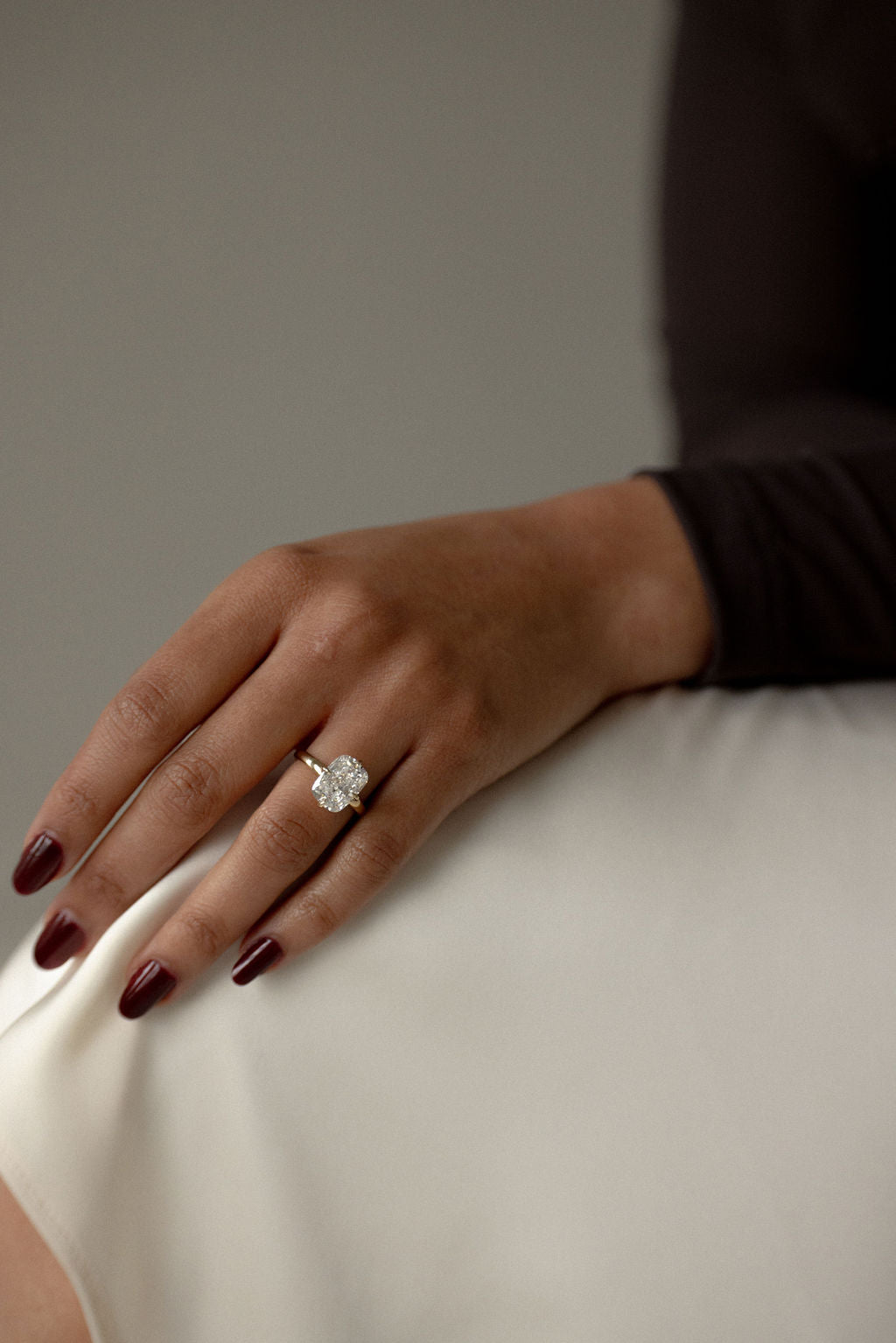 4.0 CT Elonagted Cushion CZ Diamond Engagement Ring- Home Trial Ring for Ashton
