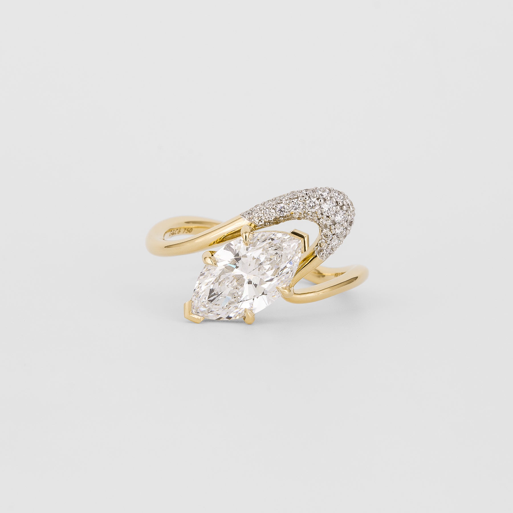 1.0 - 3.0 CT Marquise Lab Grown Diamond Pave Engagement Ring