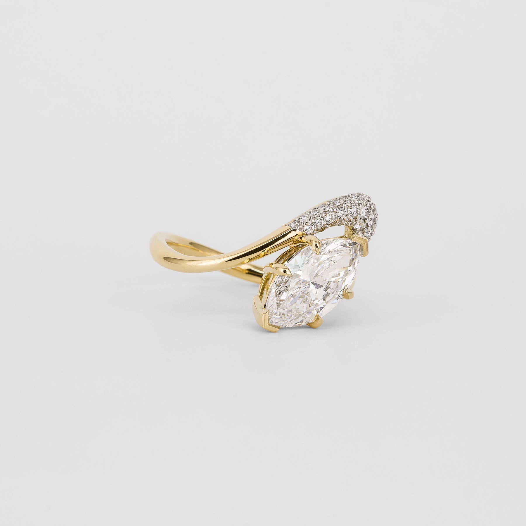 1.0 - 3.0 CT Marquise Lab Grown Diamond Pave Engagement Ring