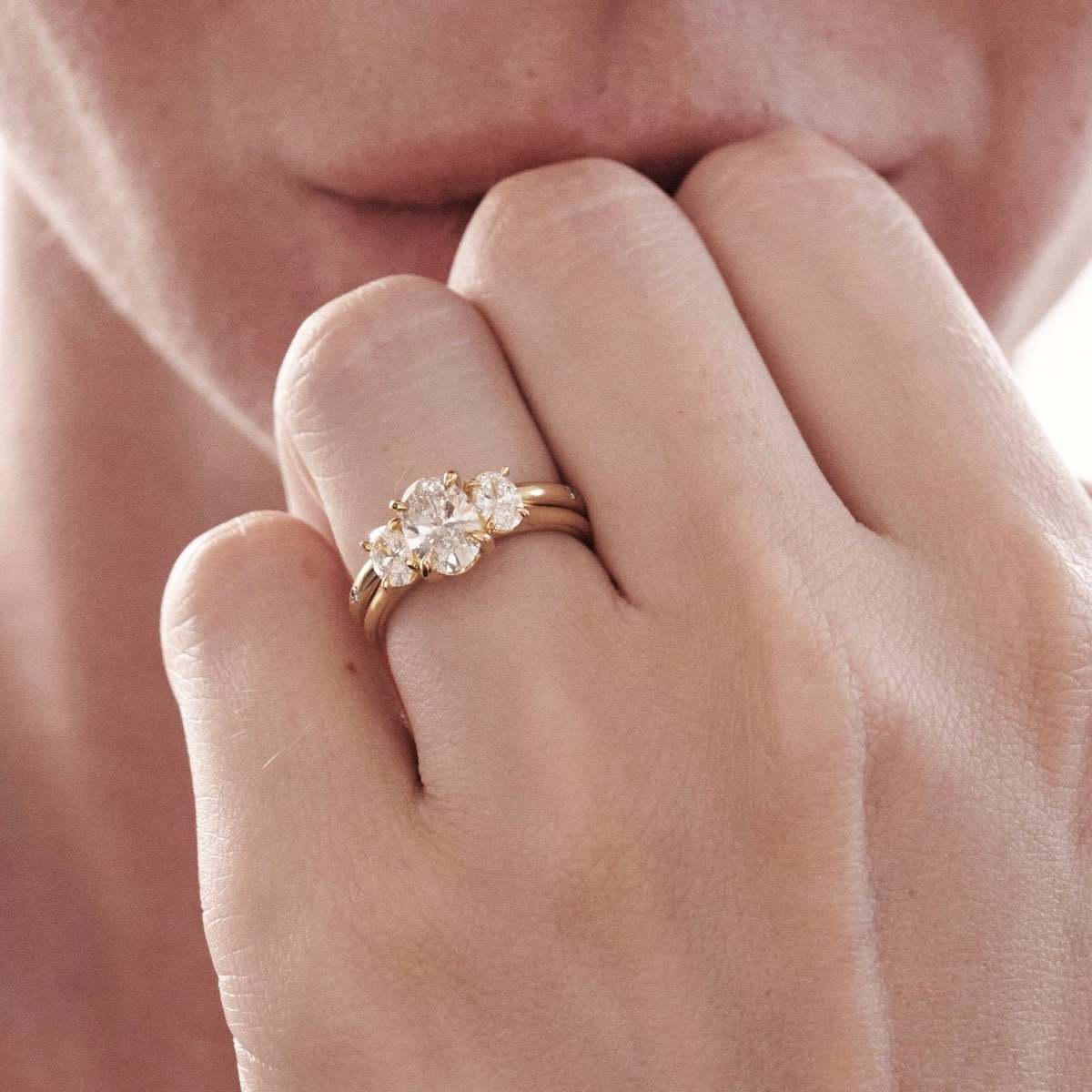 1.0 CT Oval E/VS1 CVD Diamond Three Stone Style Engagement Ring - Camila Brown