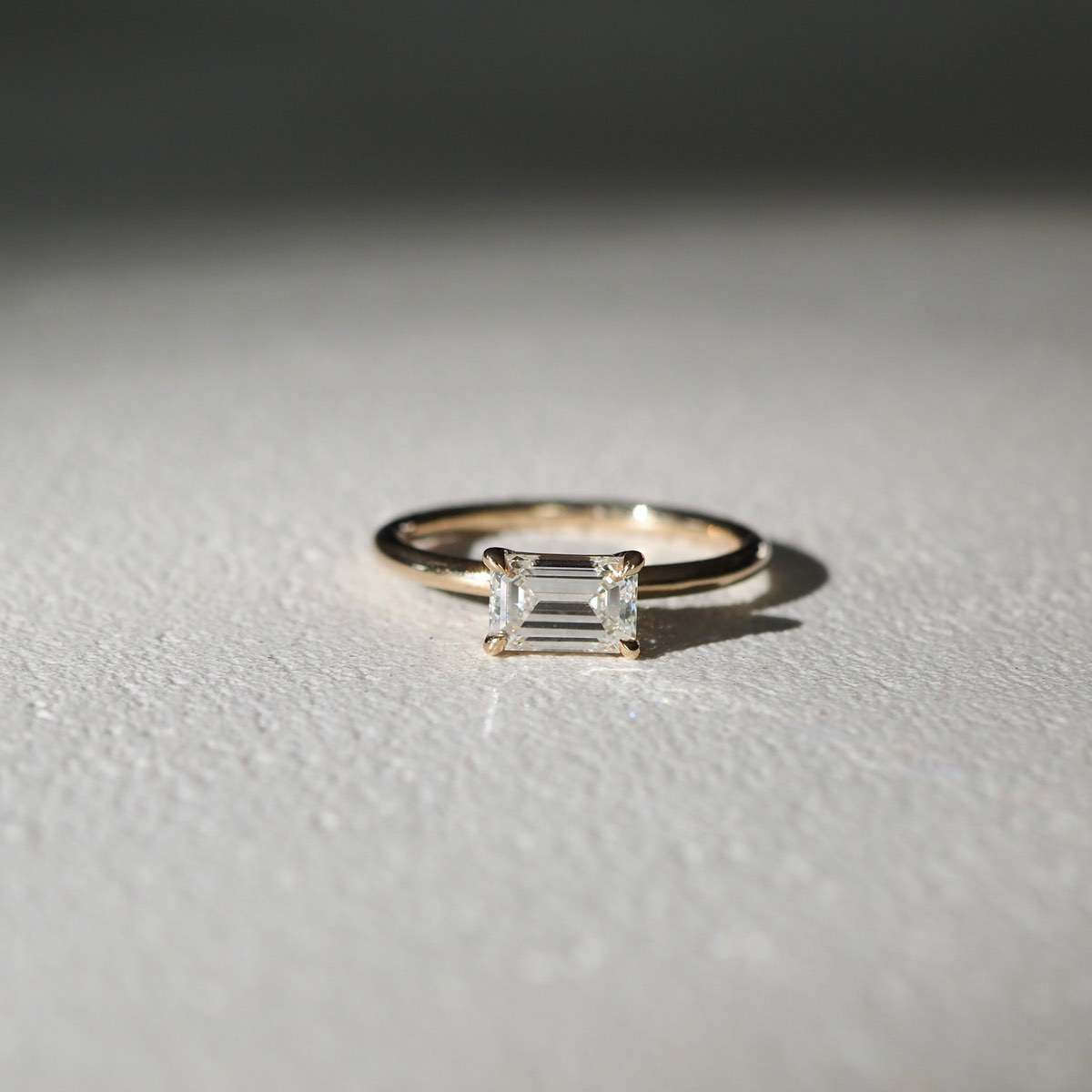 1.0 CT East West Emerald E/VS1 CVD Diamond Solitaire Engagement Ring - Camila Brown