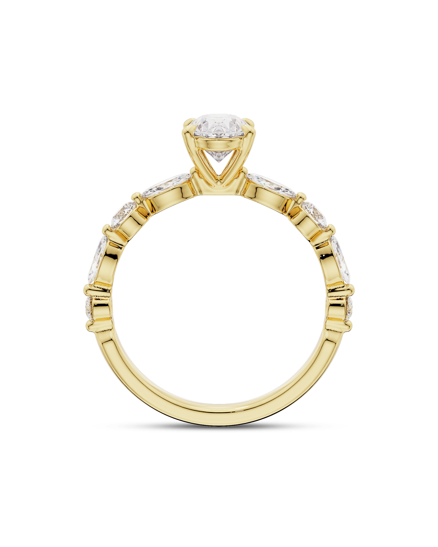 1.0 - 3.0 CT Oval Cut Lab Grown Diamond Pave Engagement Ring