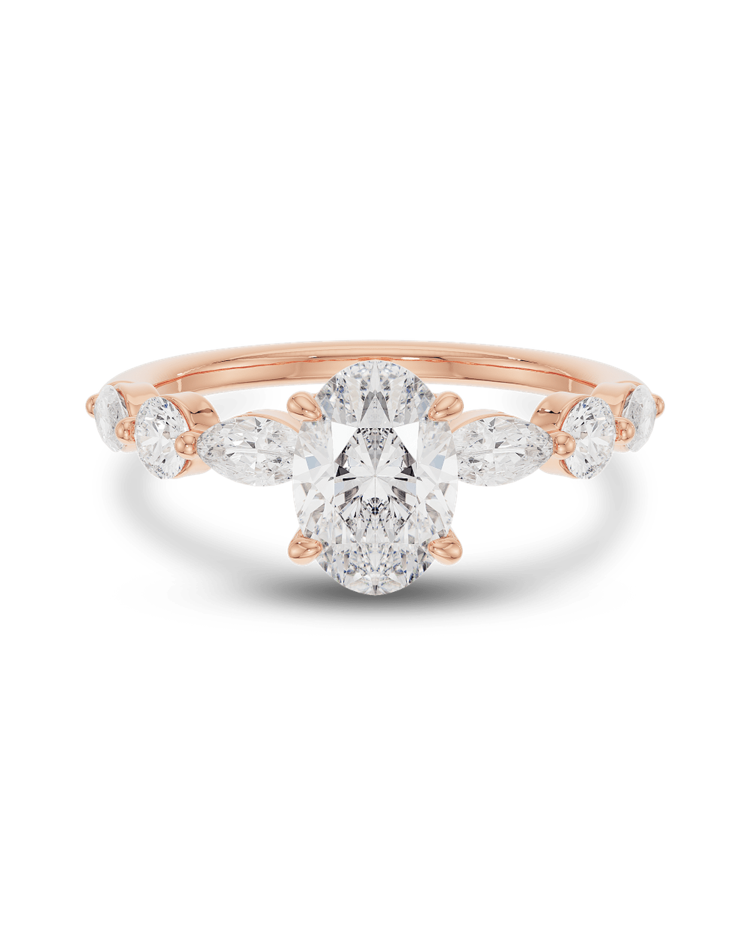 1.0 - 3.0 CT Oval Cut Lab Grown Diamond Pave Engagement Ring