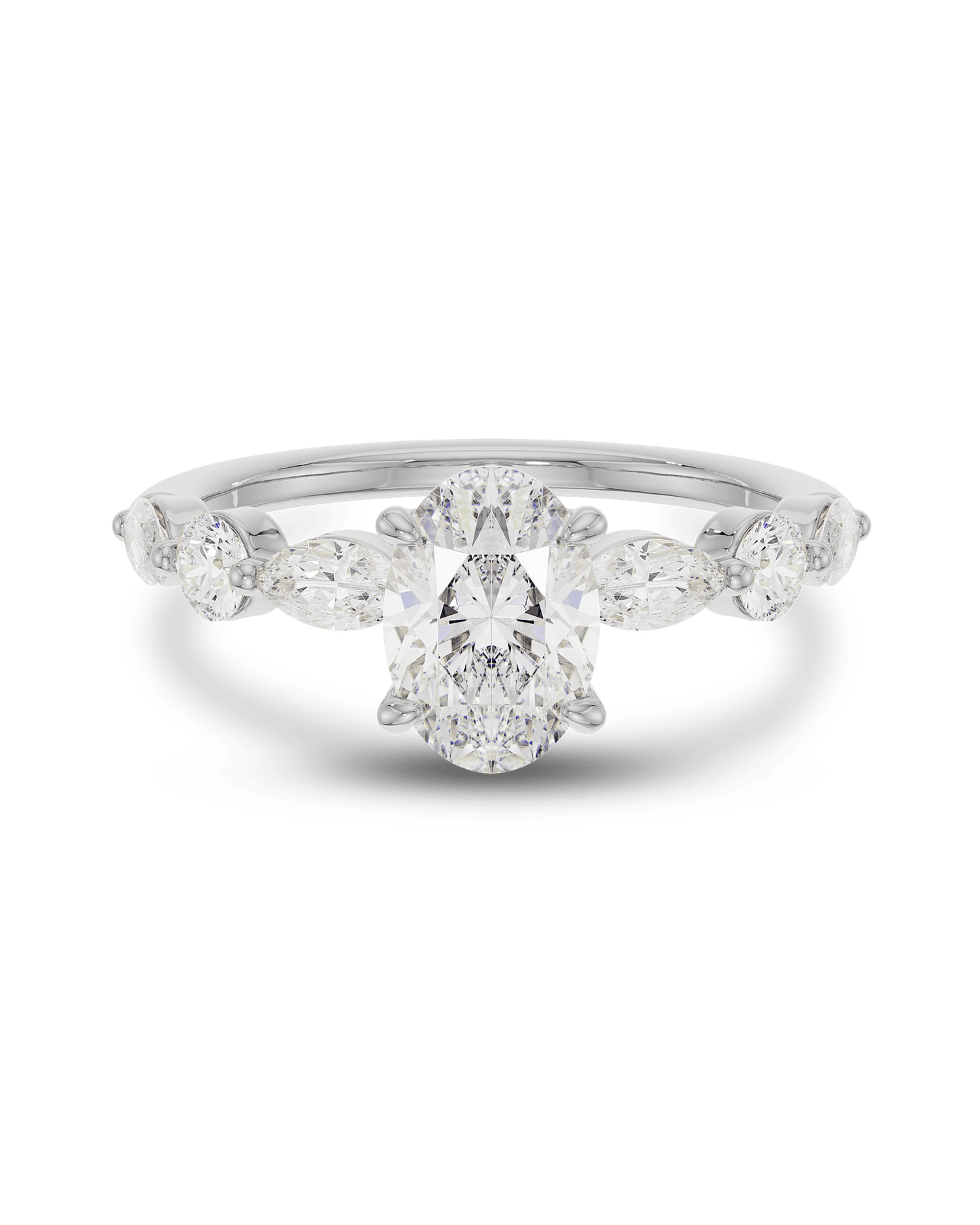 1.0 - 3.0 CT Oval Cut Lab Grown Diamond Pave Engagement Ring