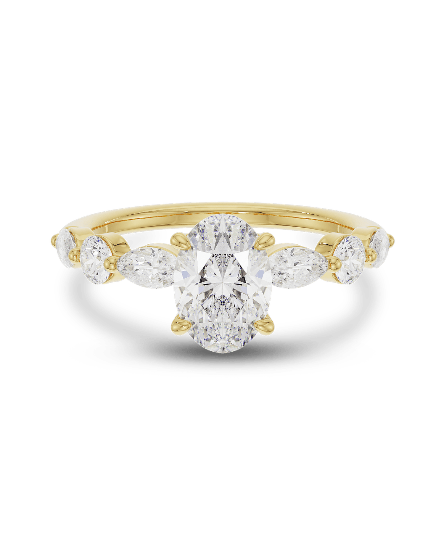 1.0 - 3.0 CT Oval Cut Lab Grown Diamond Pave Engagement Ring