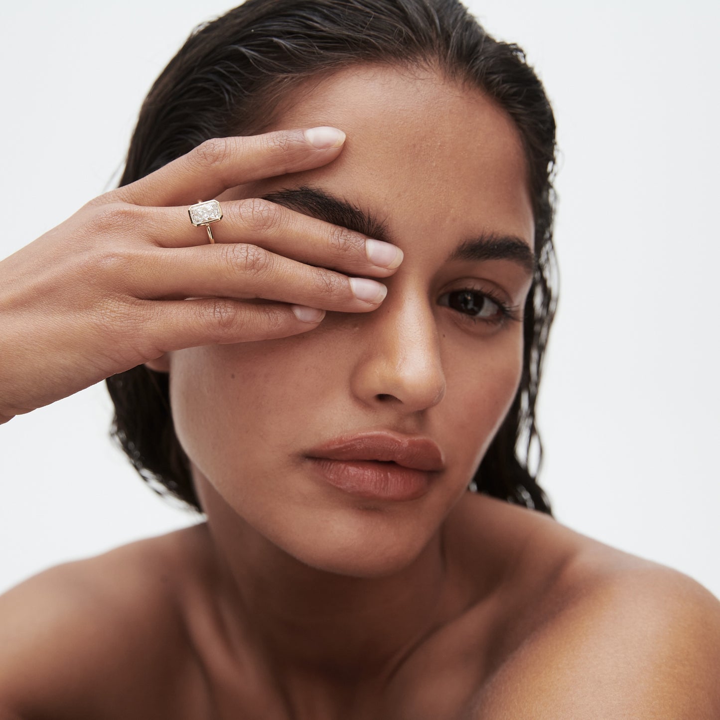 1.5 CT Radiant E/VS1 CVD Diamond Bezel Engagement Ring - Camila Brown