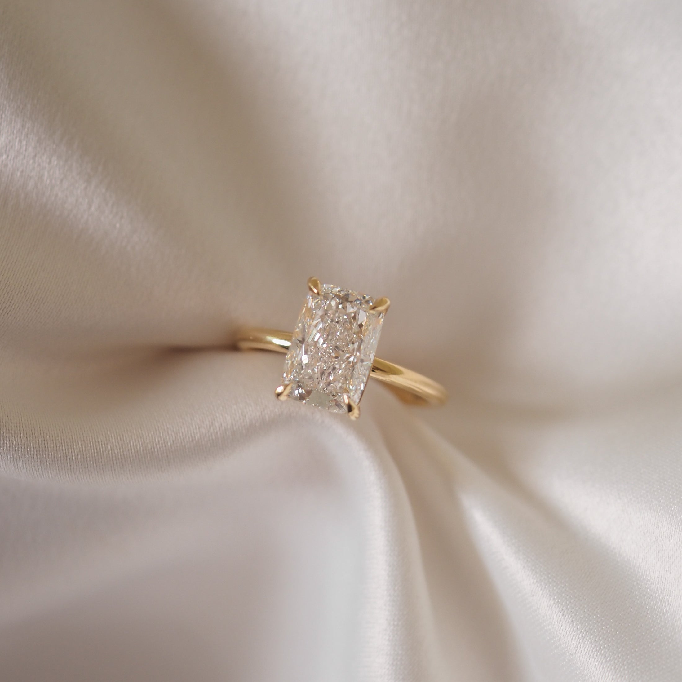Cushion cut moissanite solitaire engagement ring in white gold setting, 1.0-3.0 CT