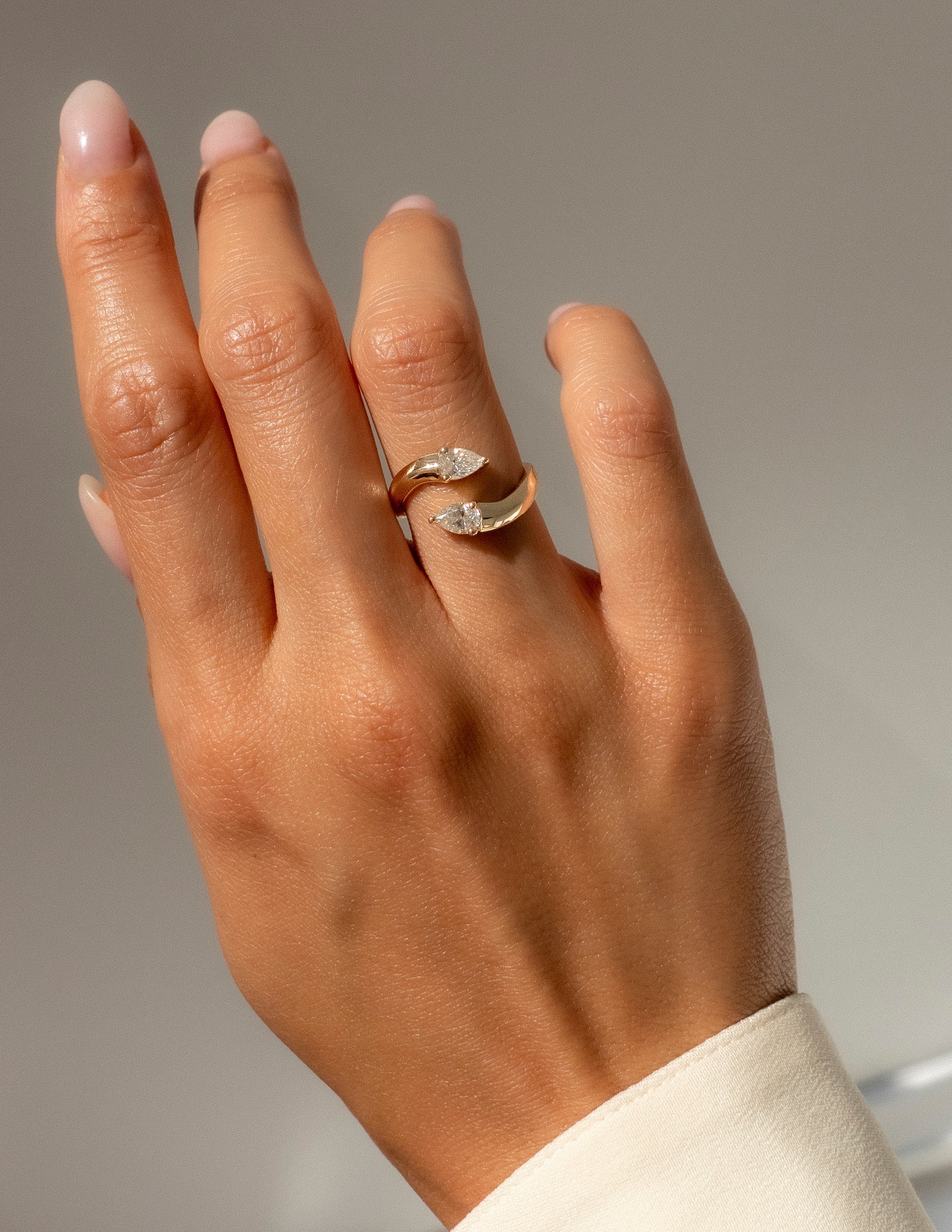 0.80 TCW Pear CVD Diamond Open Wedding Wedding Band