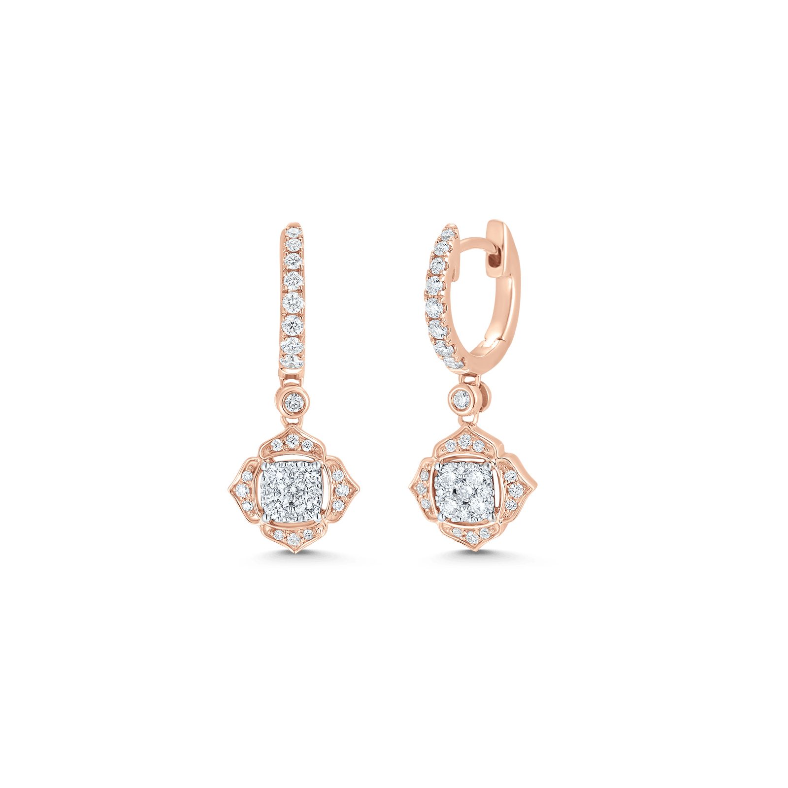 0.58 TCW Round Moissanite Diamond Drop Huggie Earrings - Camila Brown
