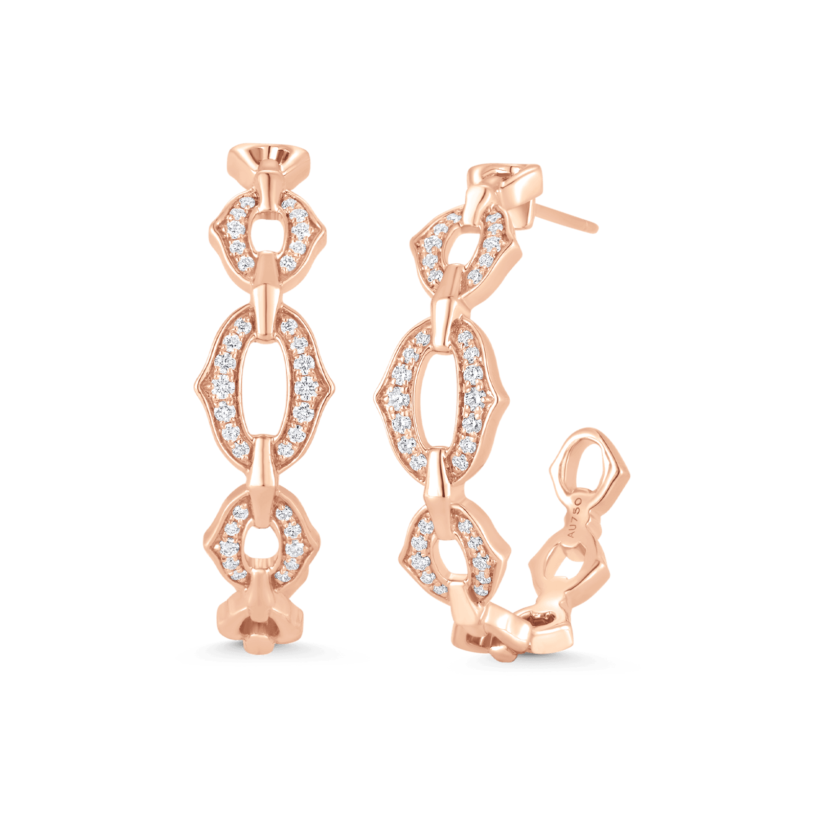0.38 TCW Round Moissanite Diamond Chain Link Hoop Earrings - Camila Brown
