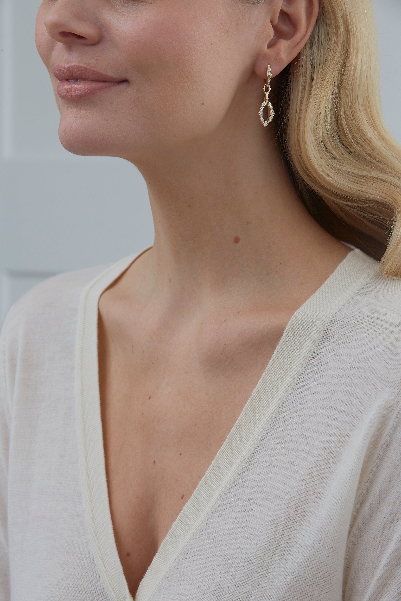 0.70 TCW Round Moissanite Diamond Link Drop Earrings - Camila Brown