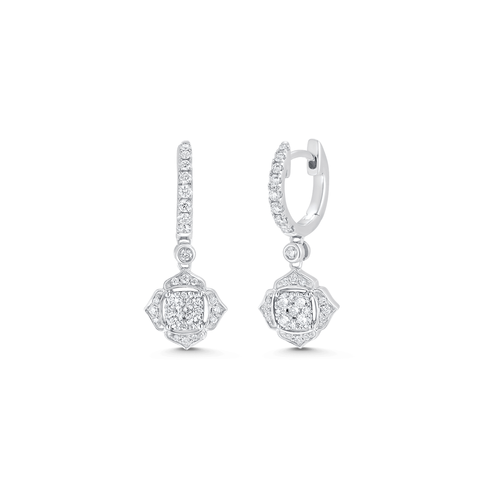 0.58 TCW Round Moissanite Diamond Drop Huggie Earrings - Camila Brown