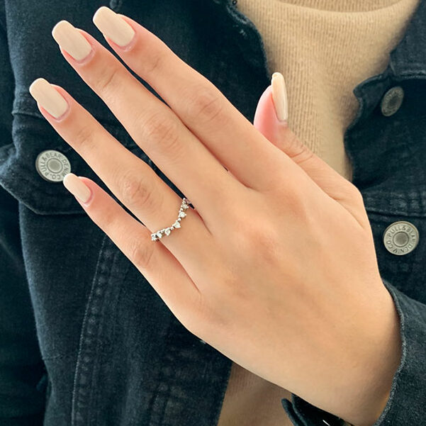 0.30 CT Round Moissanite Diamond Curved Wedding Band - Camila Brown