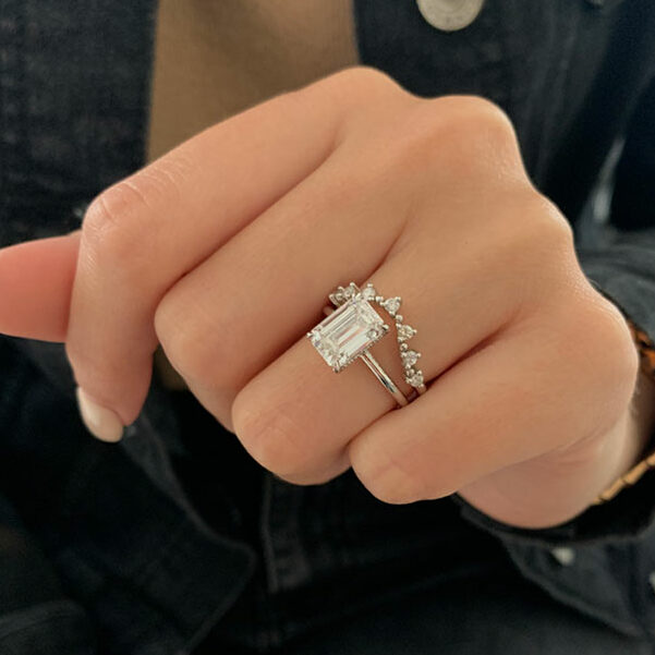 0.30 CT Round Moissanite Diamond Curved Wedding Band - Camila Brown