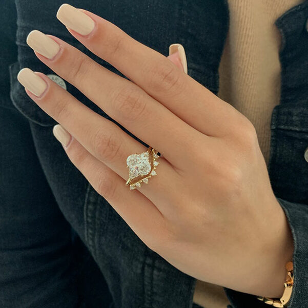 0.30 CT Round Moissanite Diamond Curved Wedding Band - Camila Brown