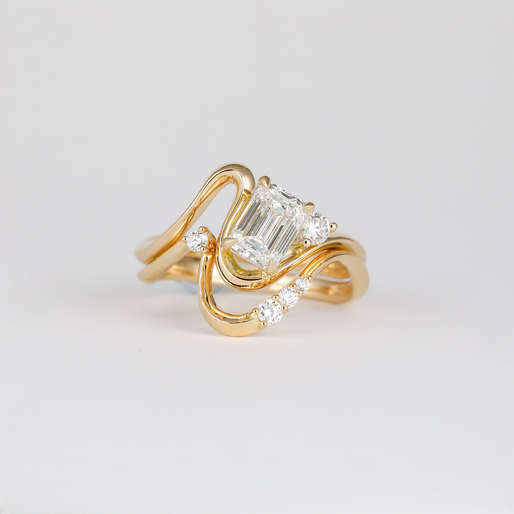 1.0 - 3.0 CT Emerald Cut Lab Grown Diamond unique Engagement ring
